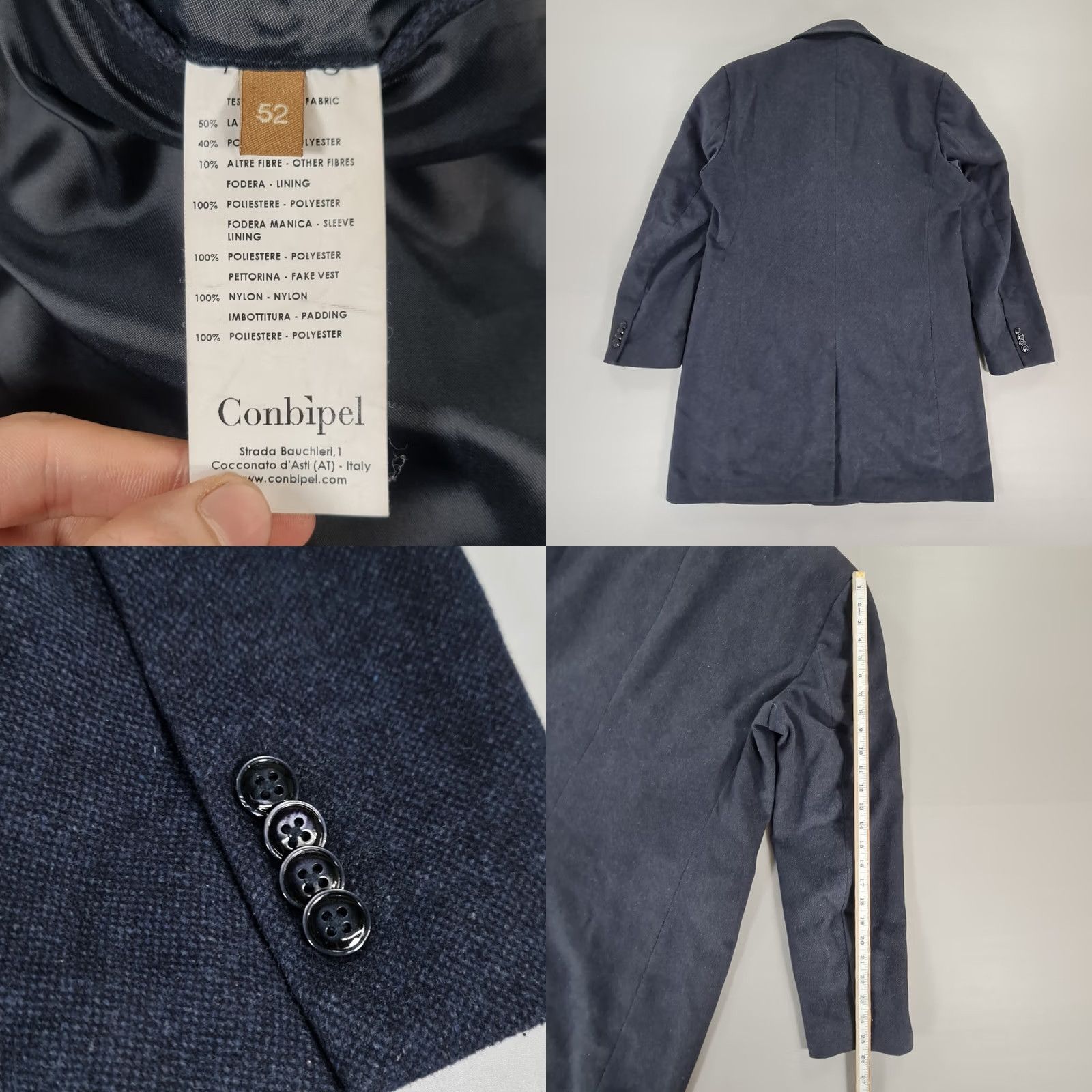 Vintage Conbipel Coat Navy Blue Wool Single-Breasted 42 IT52 Men Overcoat Long Winter Vintage No Size US XS / EU 42 / 0 - 8 Thumbnail