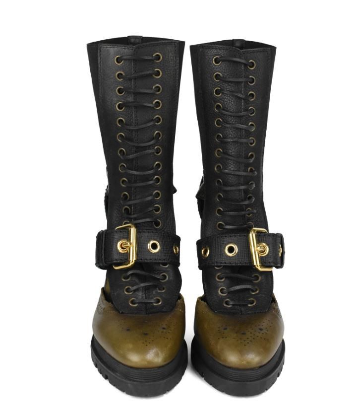 Burberry Burberry Black/Green Snakeskin Leather Heeled Ankle Boots Size US 11 / IT 41 - 5 Thumbnail