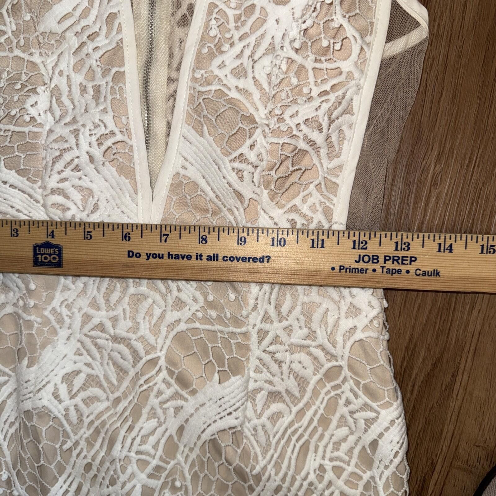 Other Here Comes the Sun Crochet Lace Midi Dress White Nude Fitted Size S / US 4 / IT 40 - 8 Thumbnail