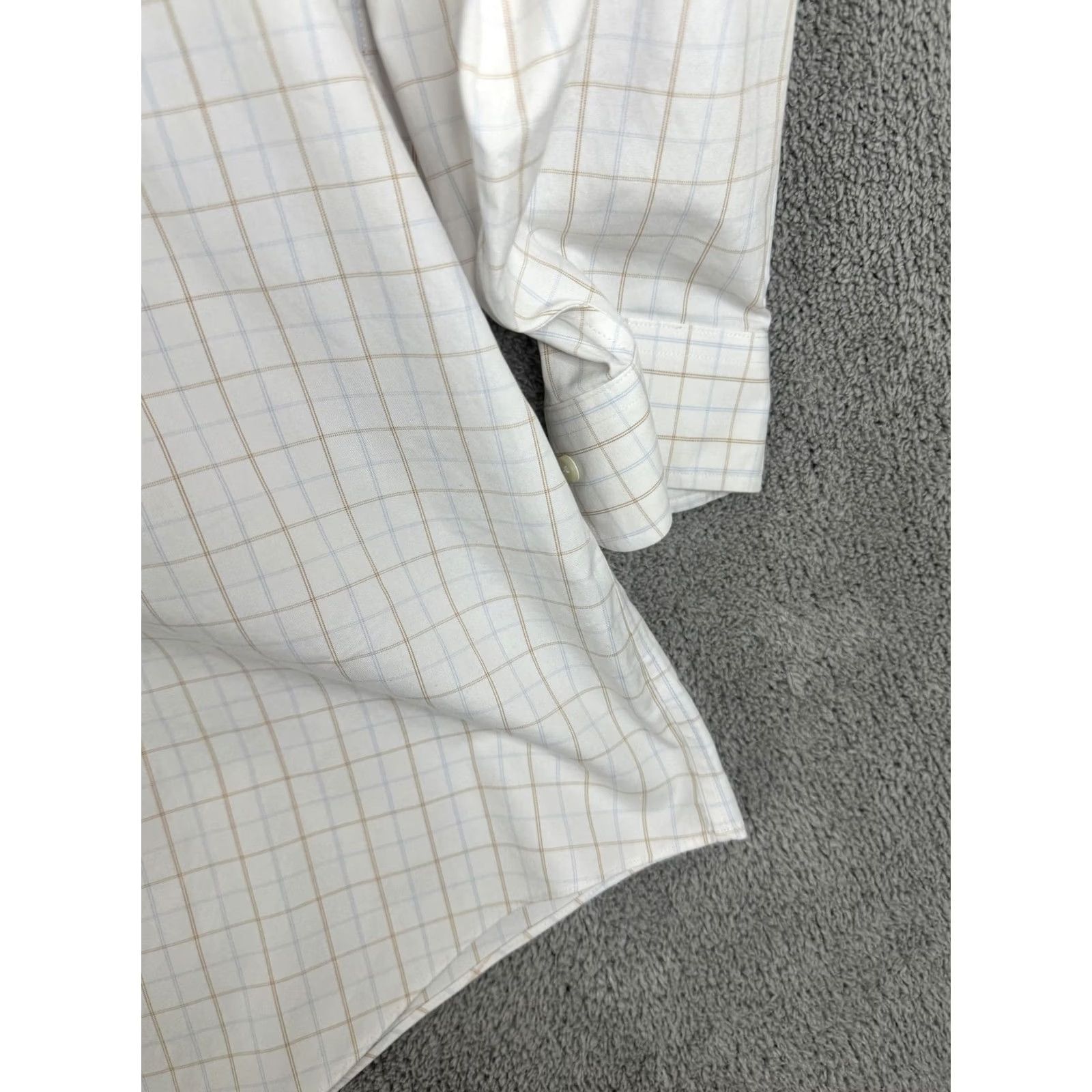 Brooks Brothers Brooks Brothers Dress Shirt Mens 18-35 White Check Traditional Fit Non-Iron Long Sleeve Button-Down Collar 100% Cotton 34/35 Sleeve Mens Size 48R - 3 Thumbnail