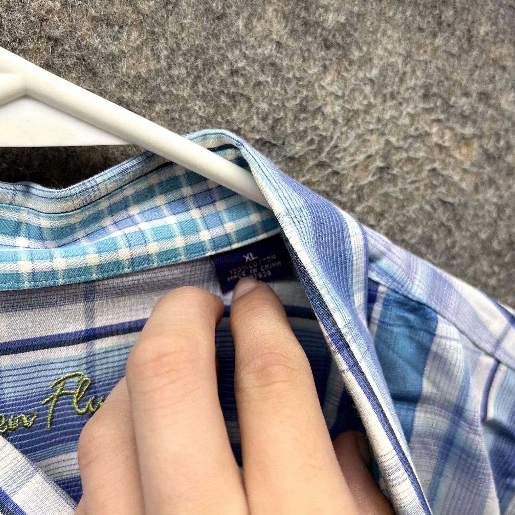Vintage VINTAGE Alan Flusser Shirt Mens XL Blue Plaid Check Button Front Long Sleeve Casual Size US XL / EU 56 / 4 - 6 Thumbnail