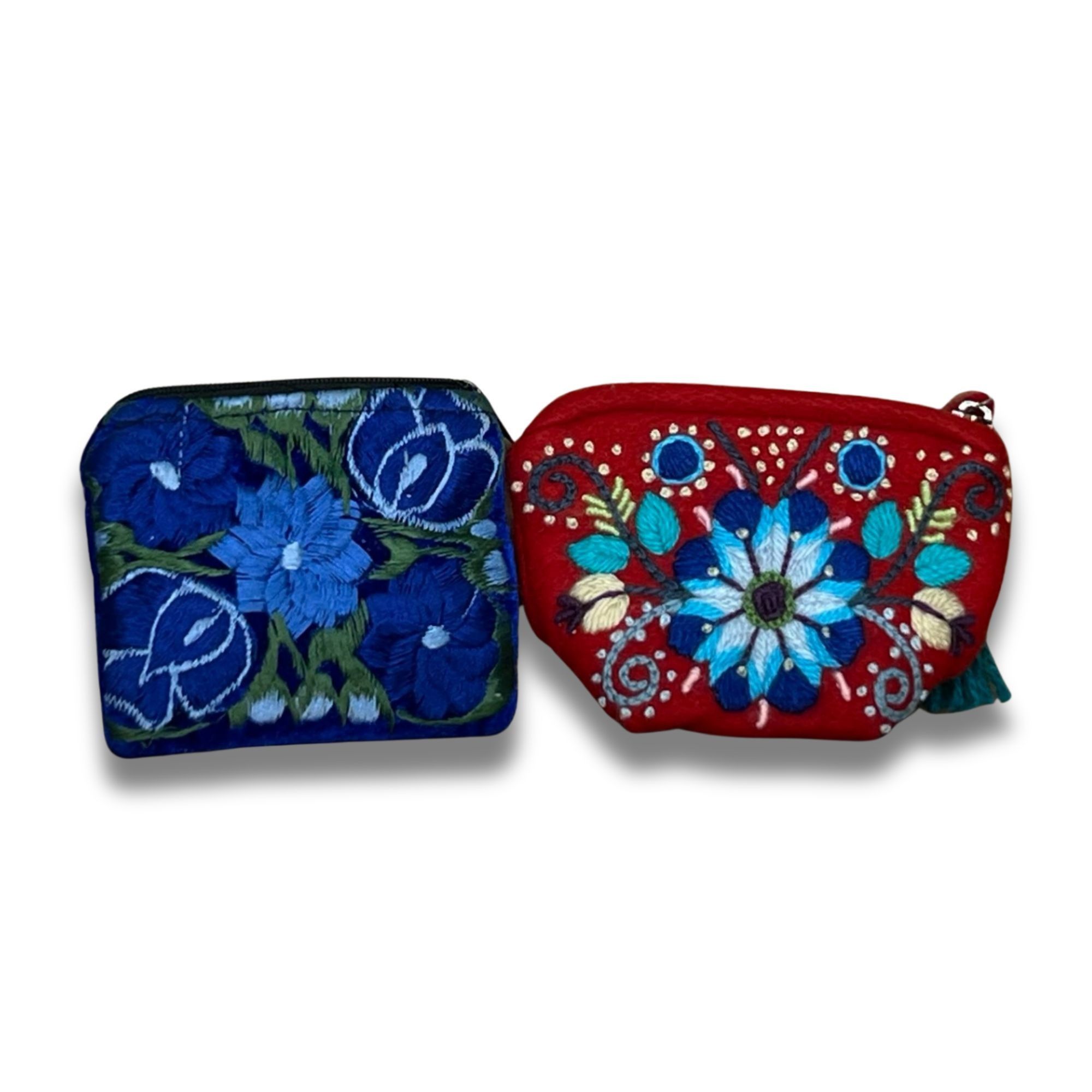 Handmade Handmade Embroidered Coin Purses With Floral Designs - Red & Size ONE SIZE - 3 Thumbnail