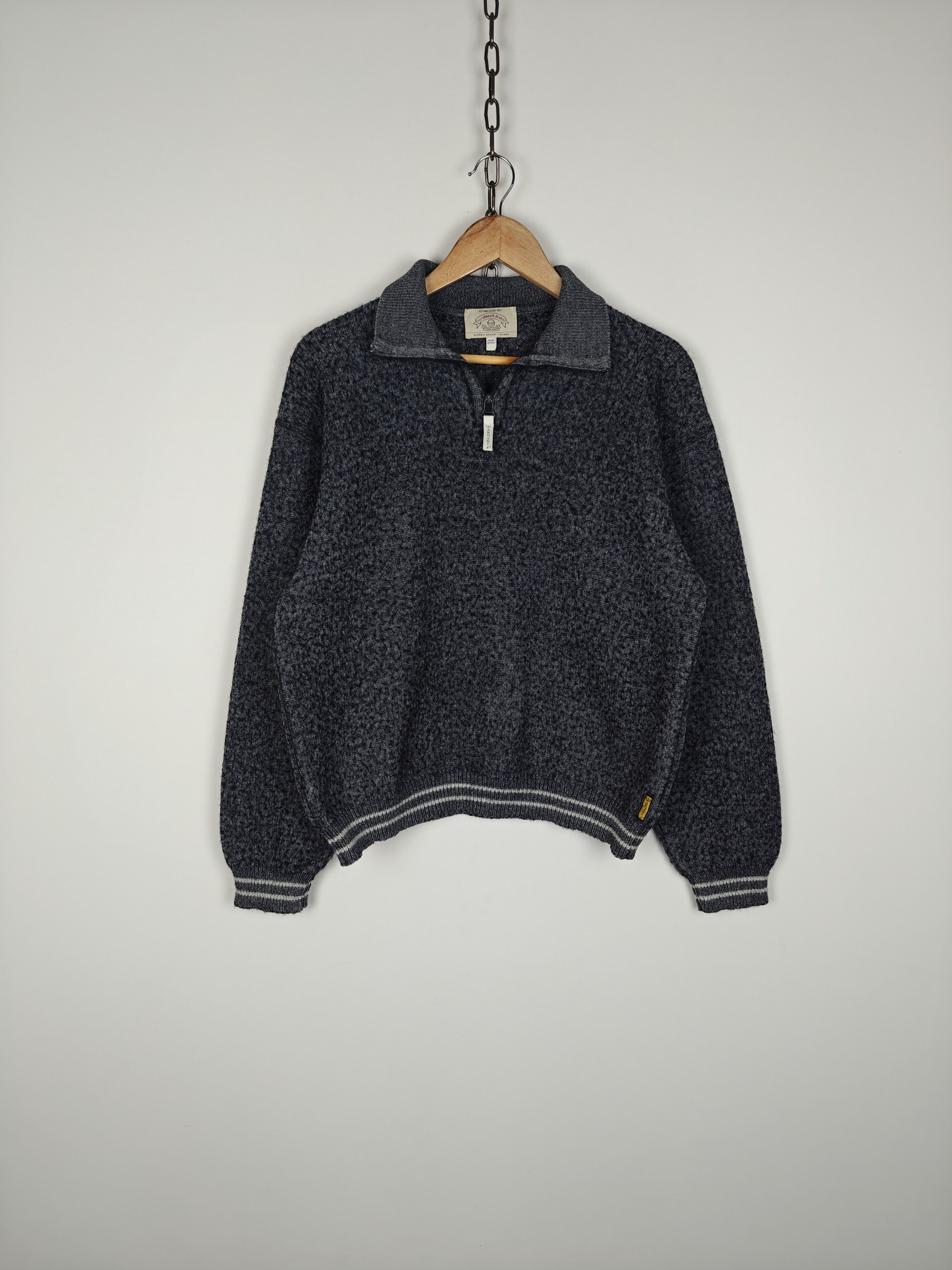 Giorgio Armani Jeans Sweater 1/4 Zip Pullover Wool XL