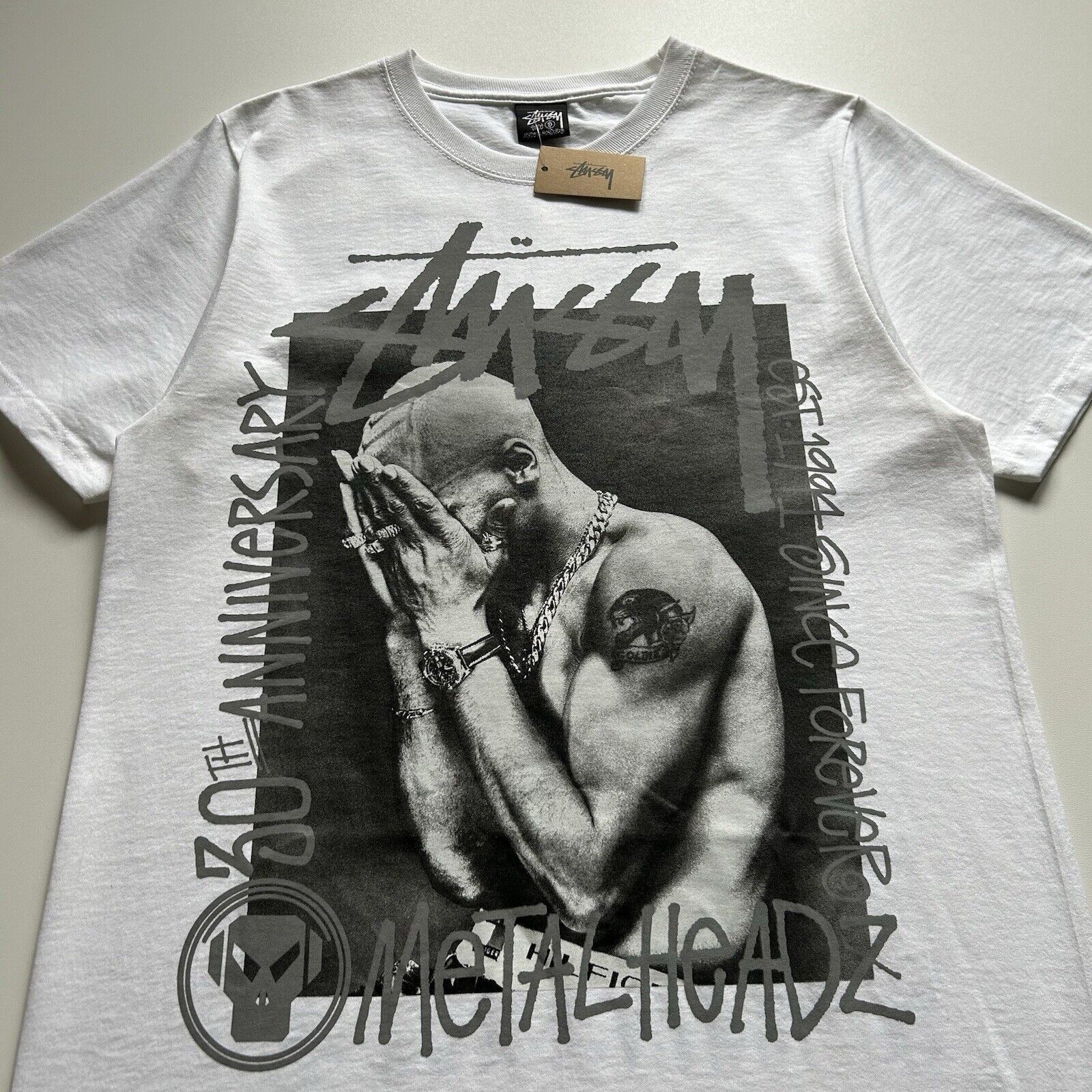 Stussy Metal Headz 30th Anniversary 3M Graphic T Shirt Small