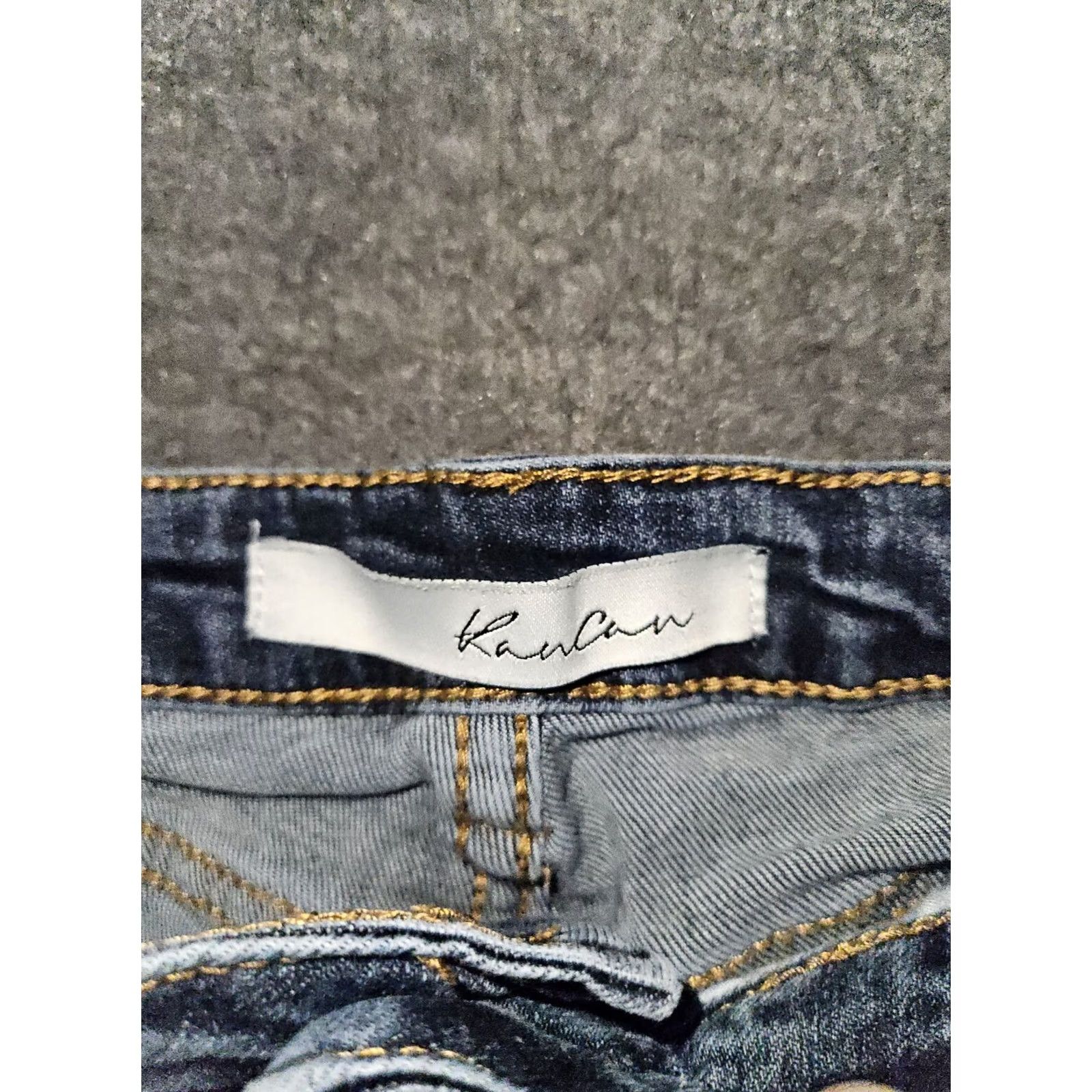 Vintage Kancan Skinny Jeans Women's 27 Low Rise Blue Frayed Hem Distressed Preppy Jeans Distressed Pockets Stretch Zipper Button City 90s Womens Size 27" / US 4 / IT 40 - 2 Thumbnail