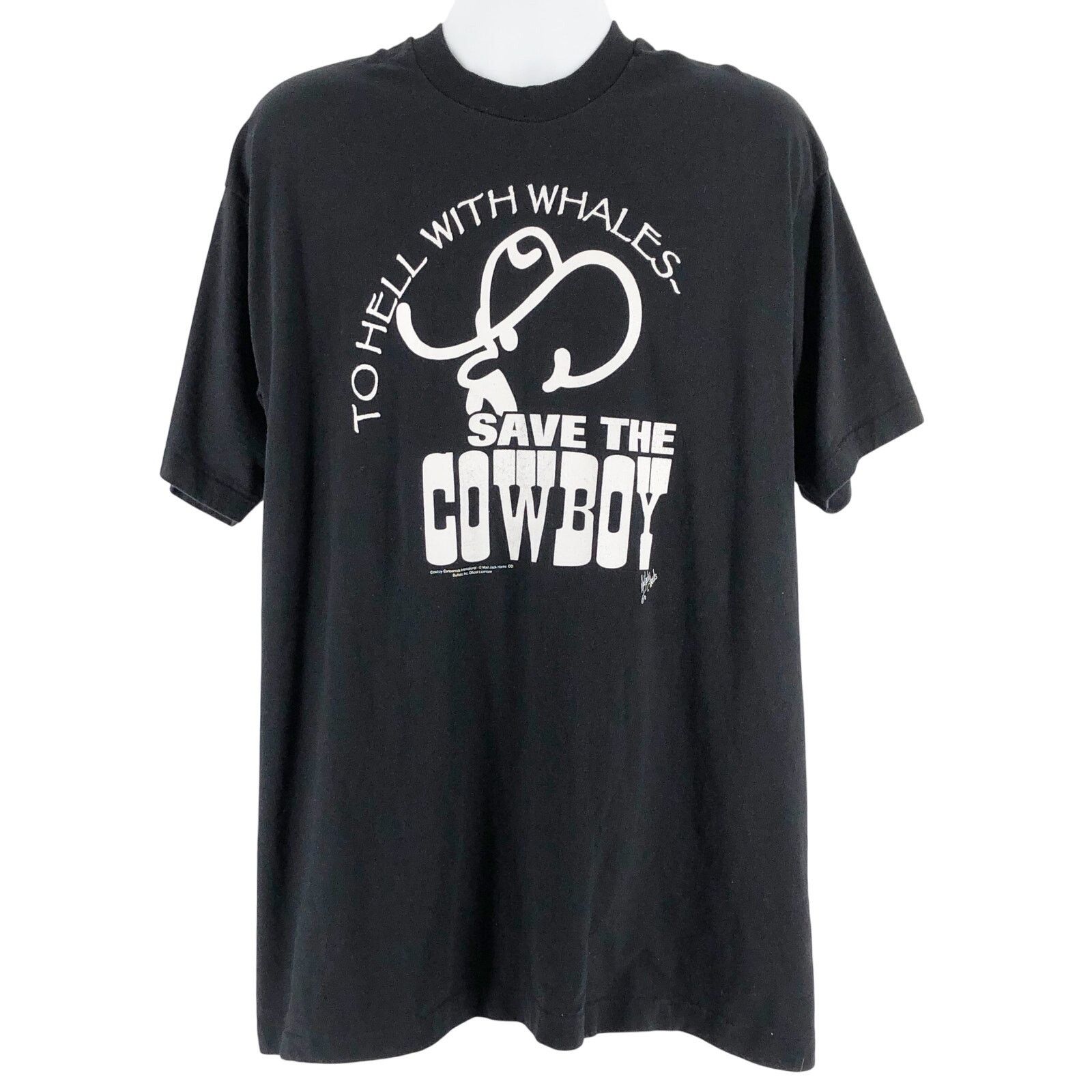 Fruit Of The Loom × Vintage 90s To Hell With Whales Save the Cowboy tshirt 1990 vintage Size US XXL / EU 58 / 5 - 1 Thumbnail