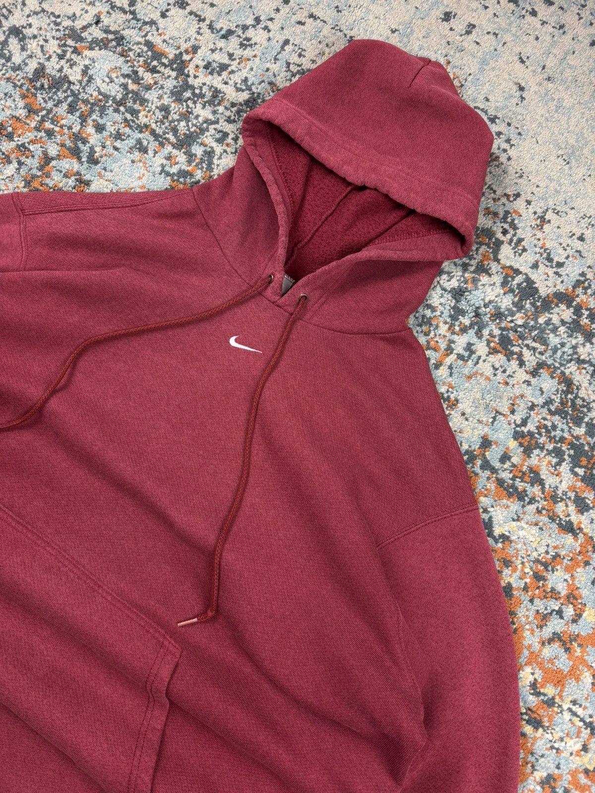 Nike × Vintage Vintage 90s Nike center swoosh super baggy distressed hoodie Size US XL / EU 56 / 4 - 3 Thumbnail