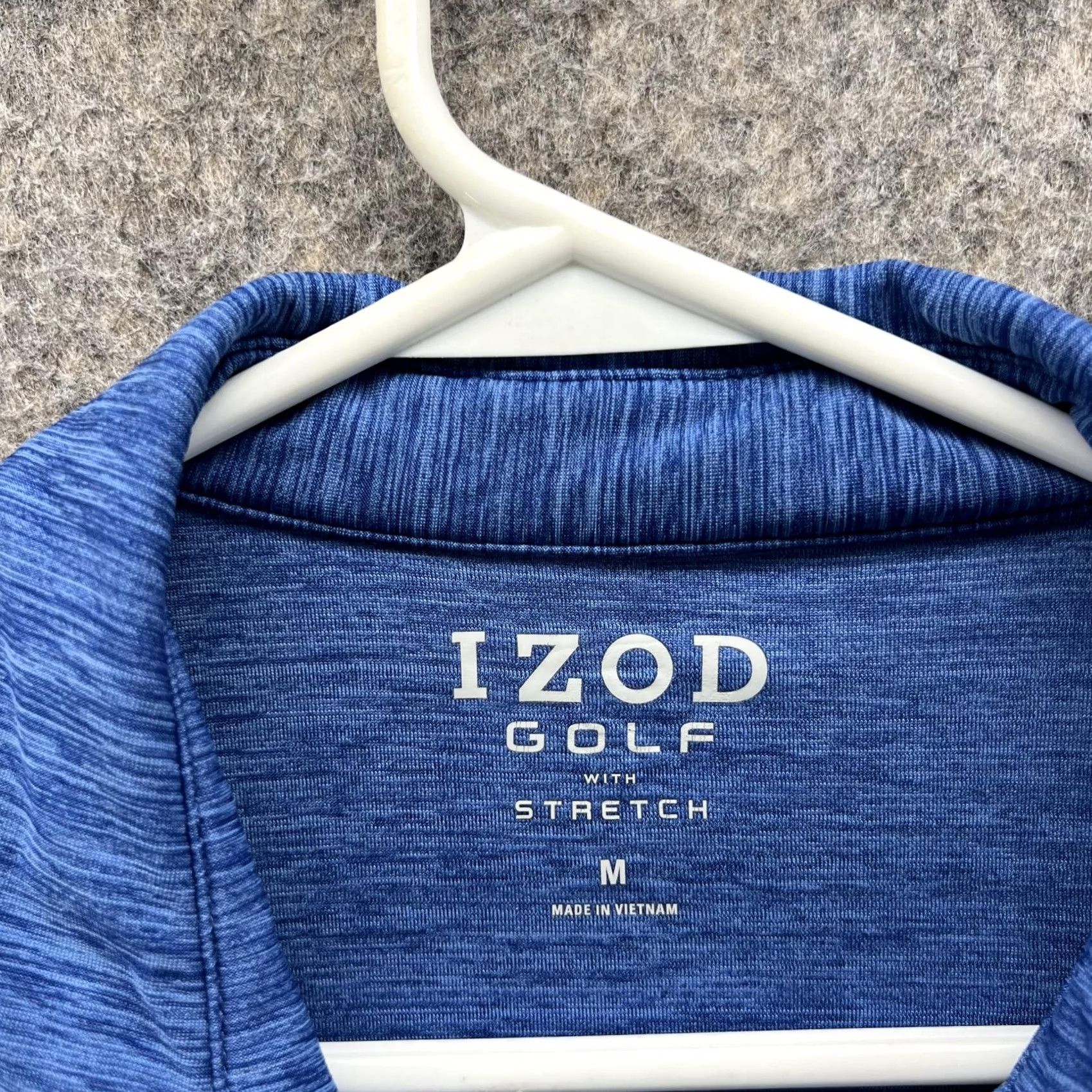 Izod Izod Polo Shirt Men Medium Adult Blue White Golf Stretch Athletic Polo Shirt Regular Fit Short Sleeve Solid White 44 in Chest Mens Polo Size US M / EU 48-50 / 2 - 5 Thumbnail
