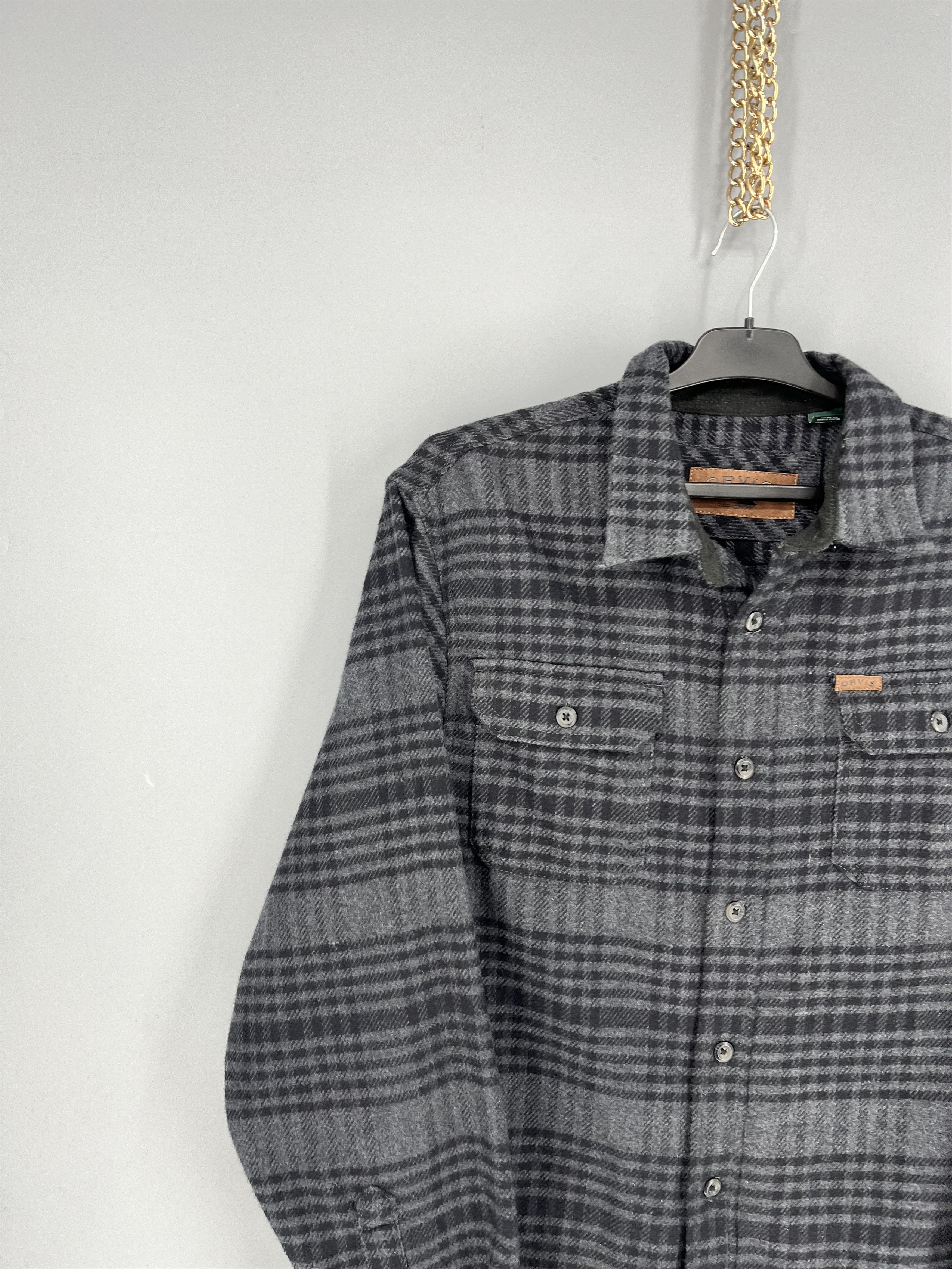 Orvis Orvis Thick Flannel Button Front Shirt Grey Plaid Mens M Size US M / EU 48-50 / 2 - 4 Thumbnail
