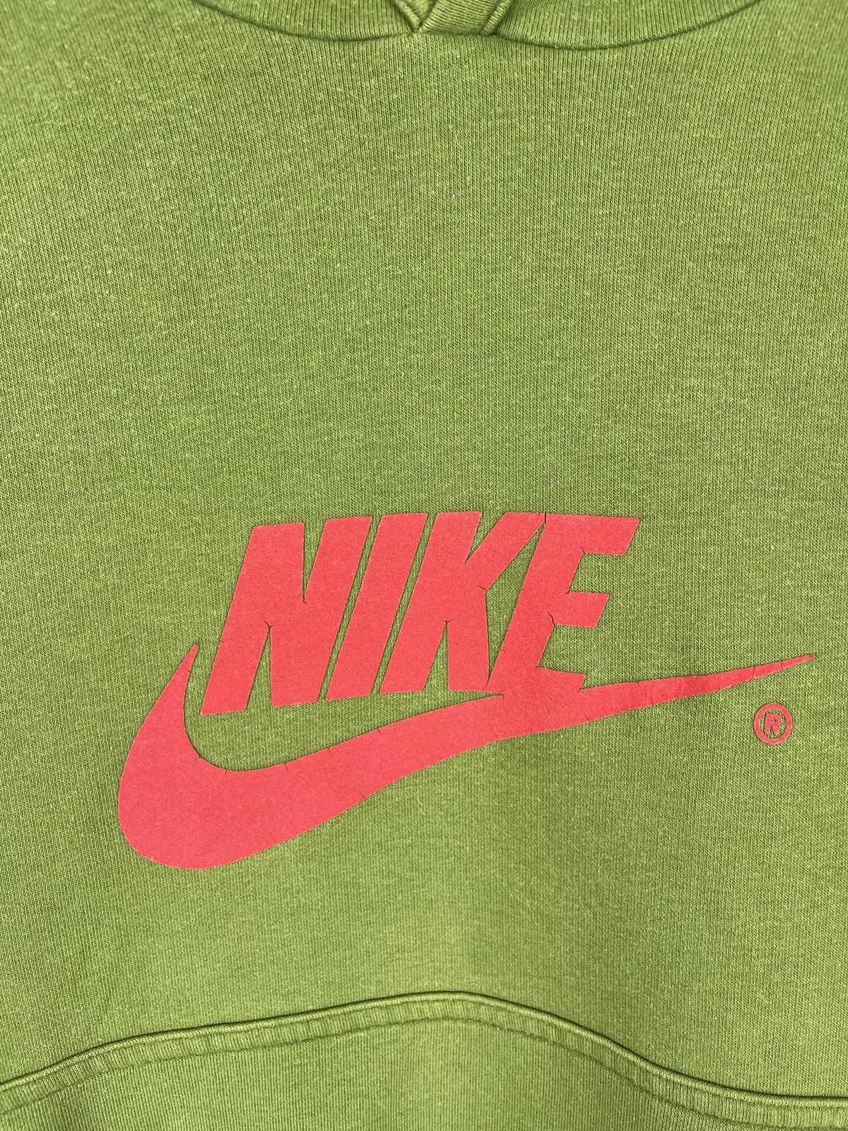 Nike × Vintage Nike vintage y2k green big logo short sleeve hoodie swoosh Size US M / EU 48-50 / 2 - 4 Thumbnail