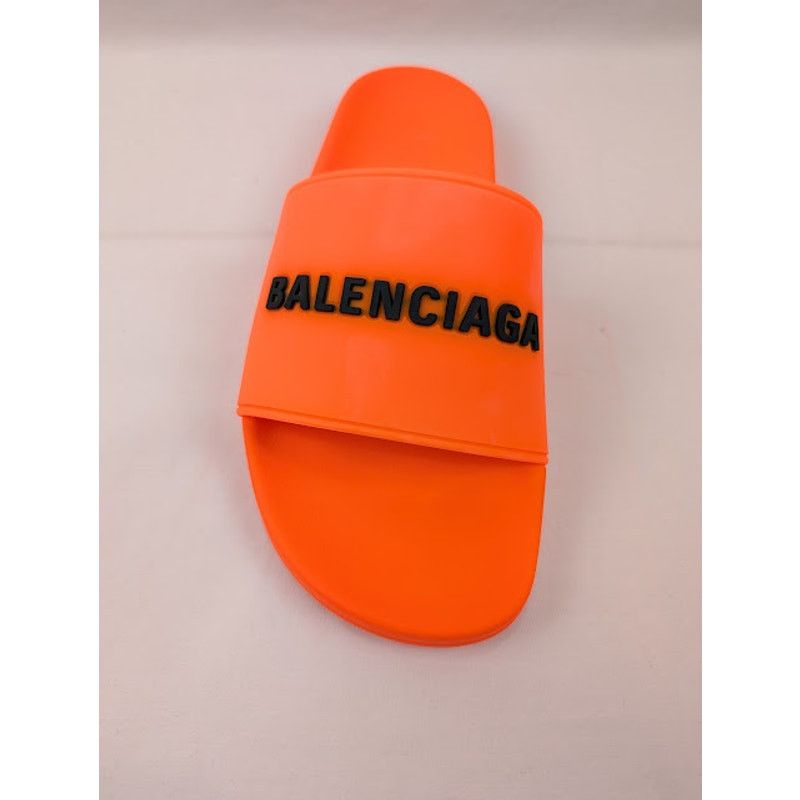 Balenciaga o1rshd1 Pool Smoth Fluo Rubber Logo Slides Flue Orange/Black Size US 12 / EU 45 - 5 Thumbnail