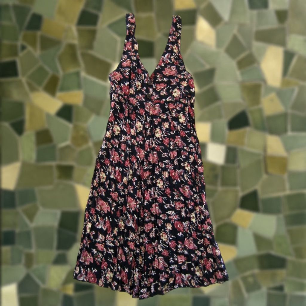 Vintage VINTAGE Helium Sun Dress Tank Dress M Black Floral Sleeveless Empire V-Neck Long Sun Dress M Size M / US 6-8 / IT 42-44 - 1 Thumbnail