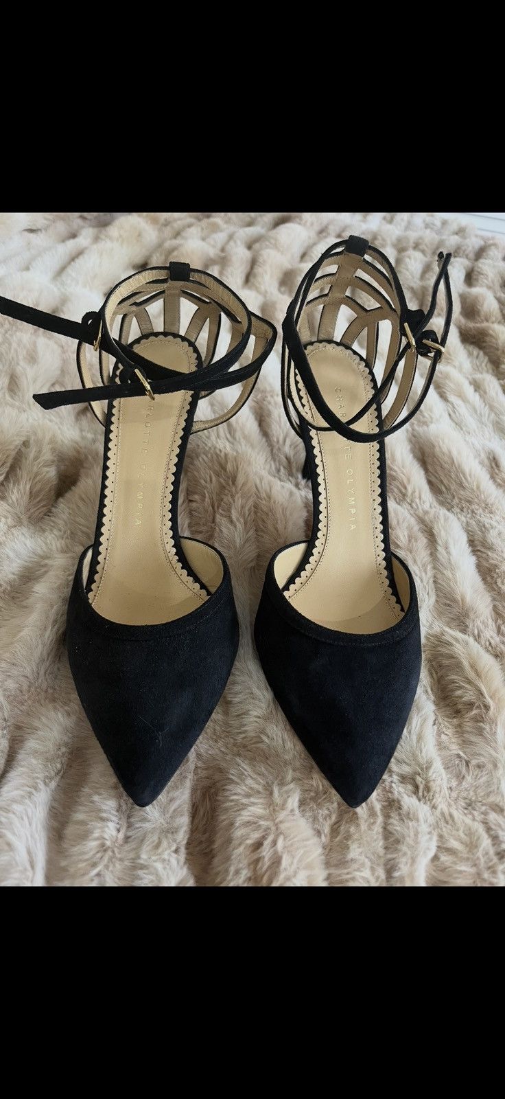 Charlotte Olympia Charlotte Olympia Black Suede Cage Heels Size US 6.5 / IT 36.5 - 1 Thumbnail