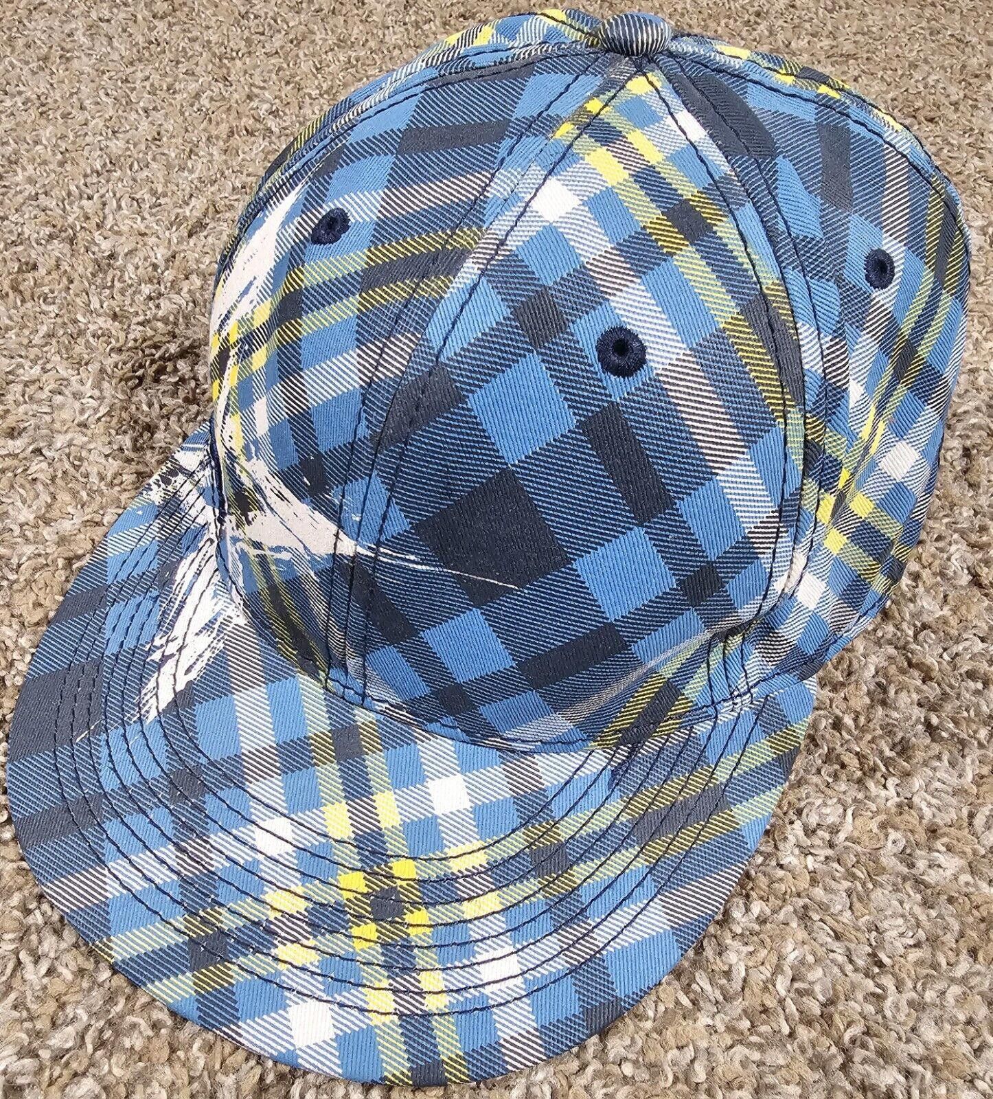 Designer EXPLICIT Star Streetwear Hat Plaid Yellow Blue White S/M Fit Size ONE SIZE - 1 Thumbnail