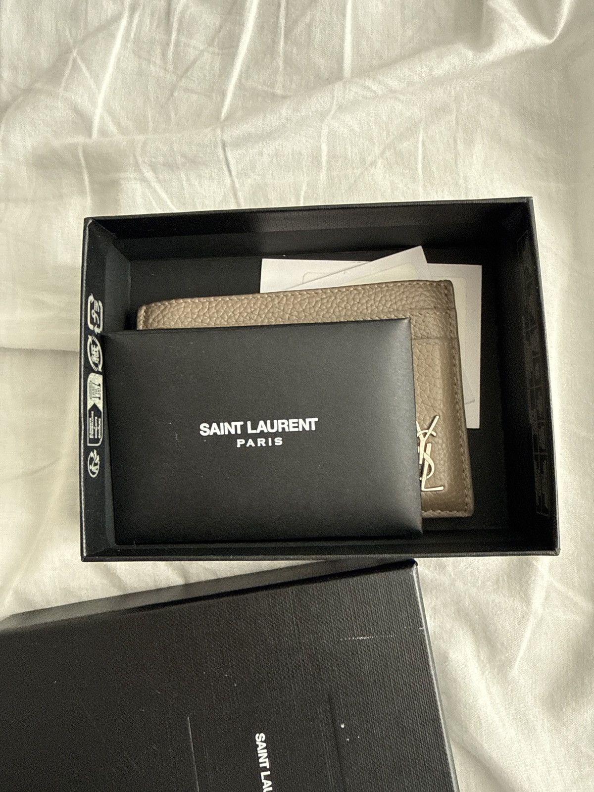 Yves Saint Laurent YSL Cassandre Card Holder Gray Brown w/ Box Size ONE SIZE - 6 Thumbnail