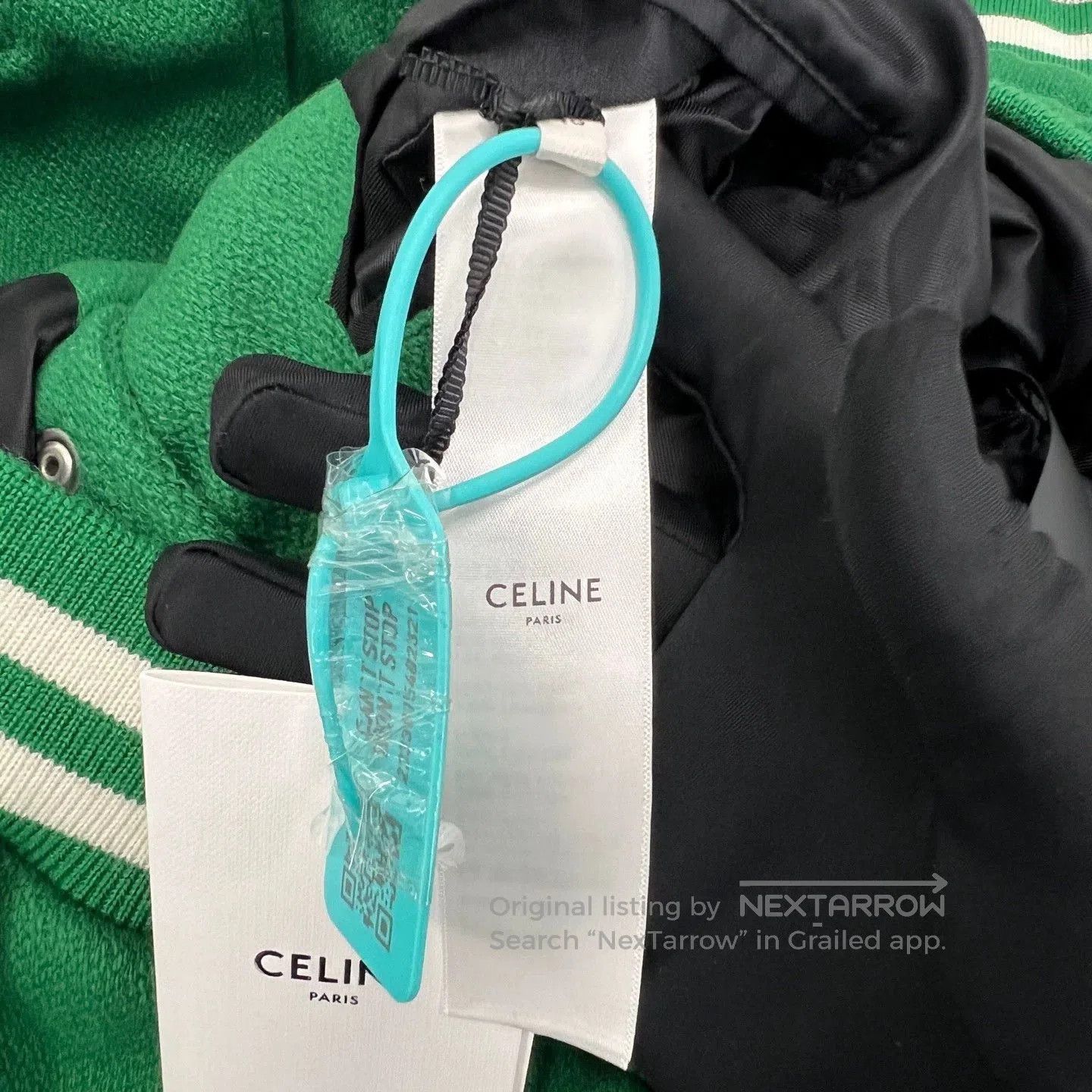 Celine Celine Green Varsity Jacket with Leather Sleeves. Size US L / EU 52-54 / 3 - 4 Thumbnail