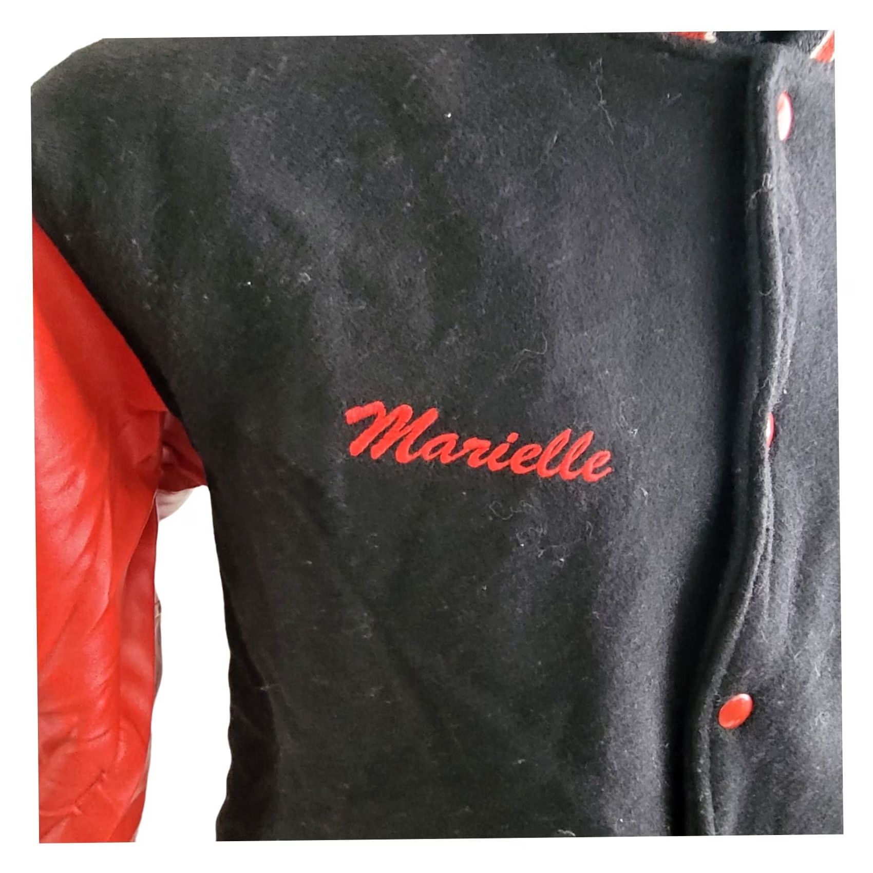 Vintage VINTAGE Game Jacket Womens XS Soul Shock Marielle Varsity Wool Leather USA Black 90s Style Size XS / US 0-2 / IT 36-38 - 7 Thumbnail