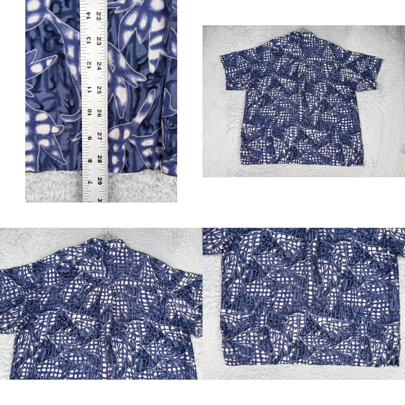 Vintage Chereskin Shirt Mens 2XL Blue Floral Leaf Cotton Button Up Hawaiian Shirt Casual Beach Resort Aloha Kimono Size US XXL / EU 58 / 5 - 9 Thumbnail