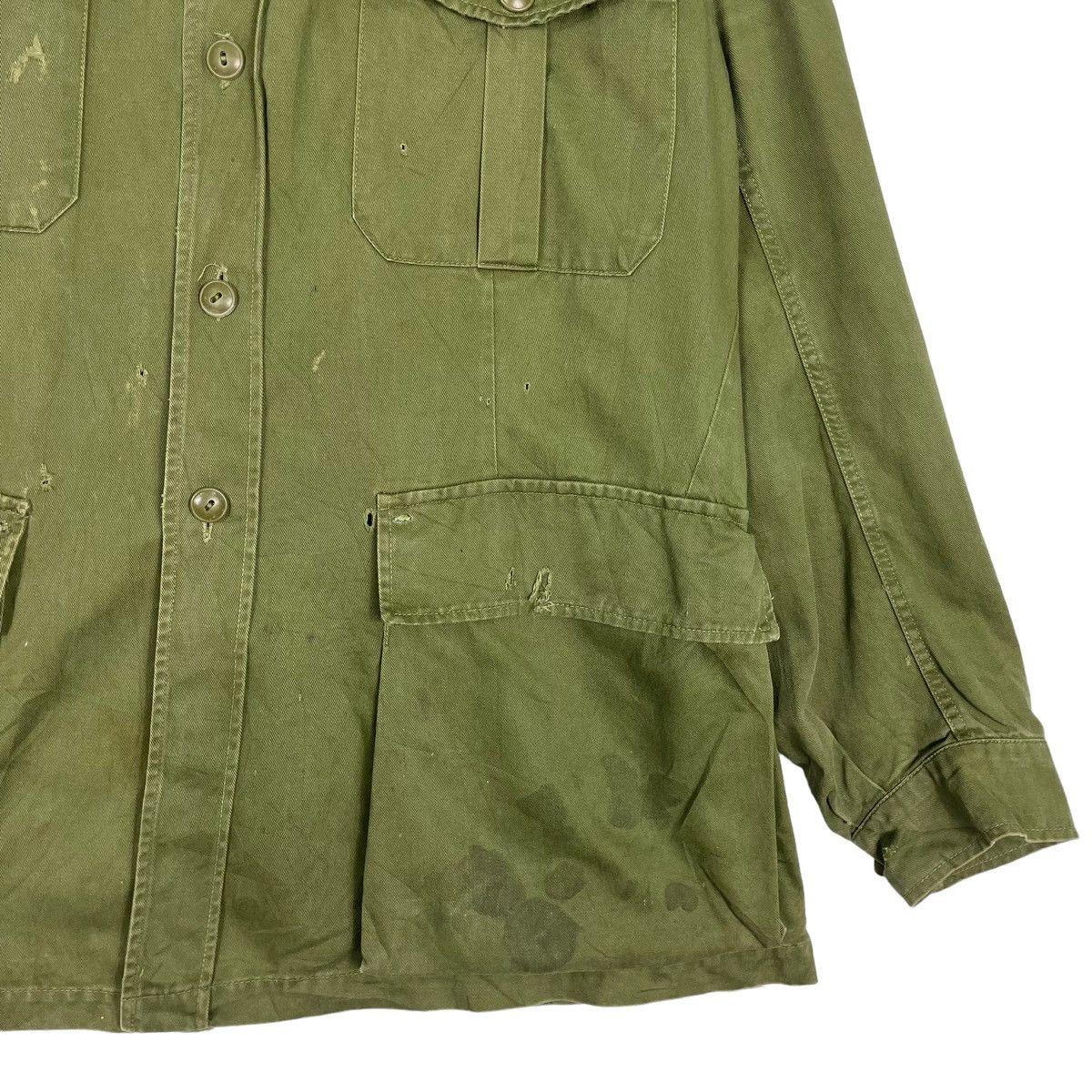 Vintage 💥70s OG ARMY BUTTON FIELD JACKET SHIRT Size US L / EU 52-54 / 3 - 4 Thumbnail
