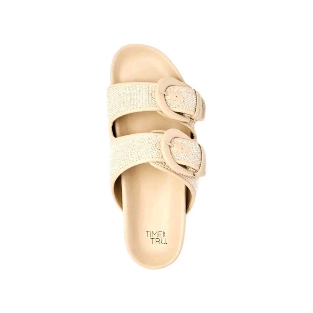 Vintage TIME Time And True Double Buckle Sandals Sandal Slide Open Toe Grey-Tan Size 7 Womens Shoes Turtle Gray Tan 7 Size US 7 / IT 37 - 2 Thumbnail
