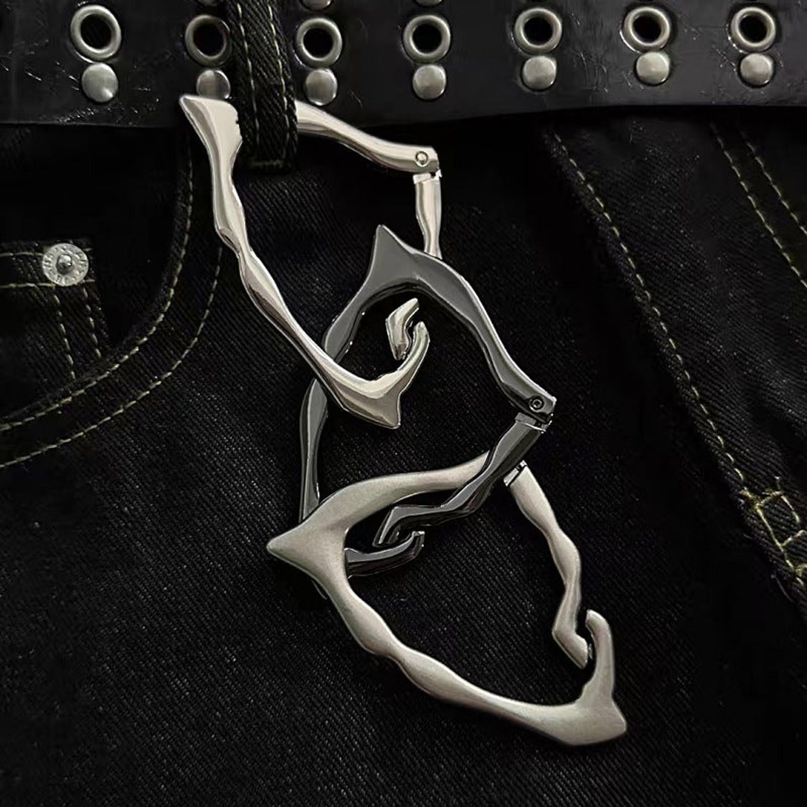 Jewelry Black and Silver Modern Chain Link Keychain Size ONE SIZE - 4 Thumbnail