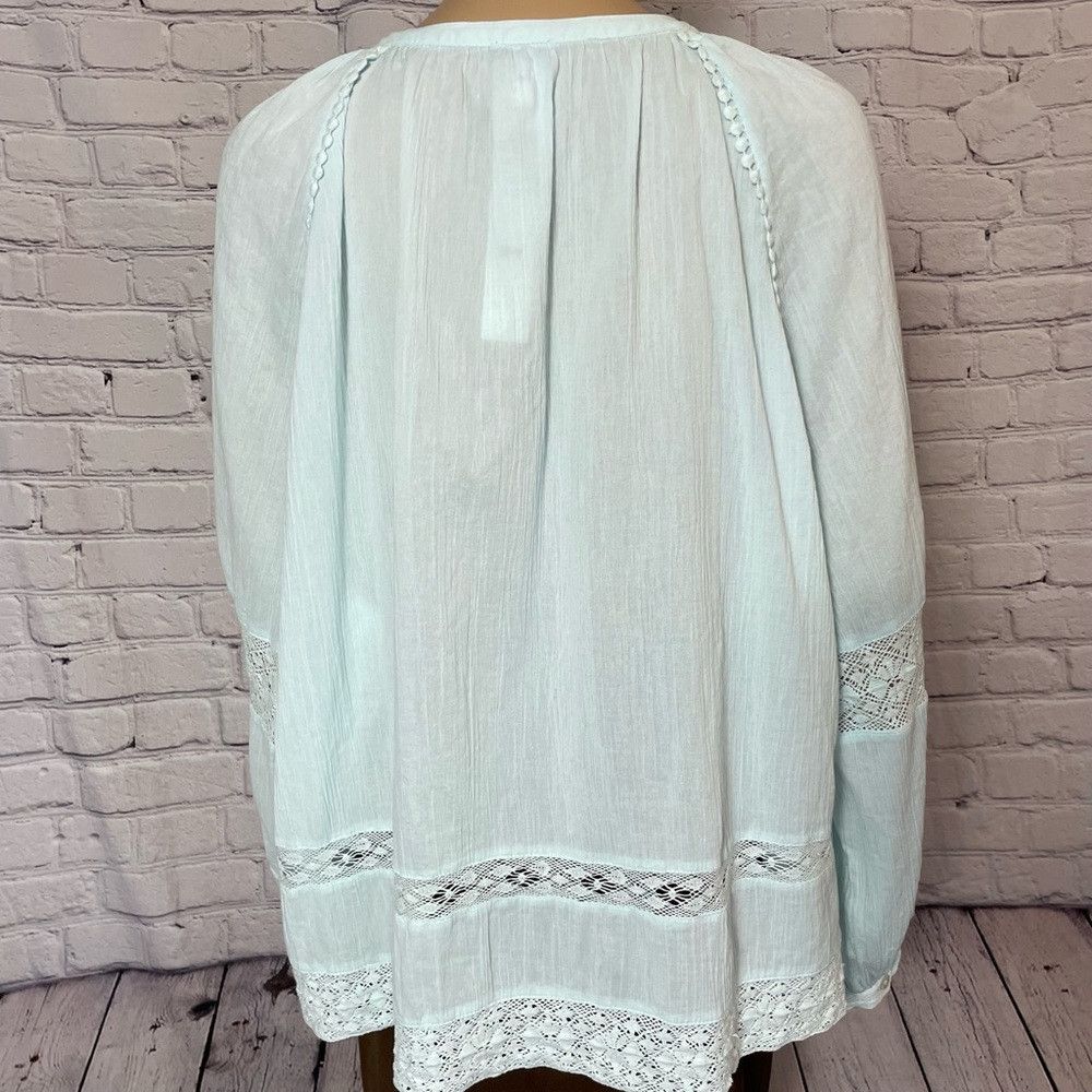 Chicos NWT New Chico's Mint Cotton Crochet Trim Tassel Long Sleeve Size XL / US 12-14 / IT 48-50 - 8 Thumbnail