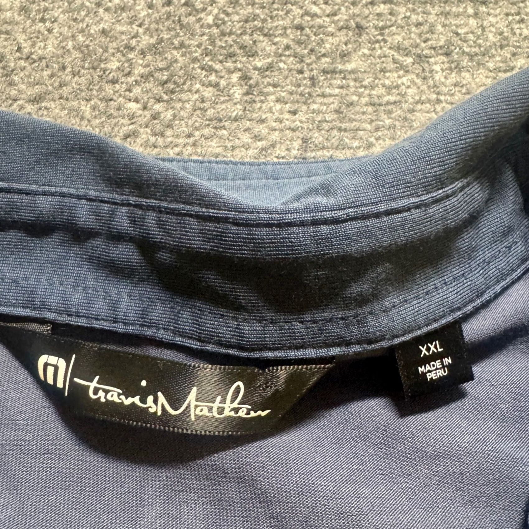 TravisMathew Travis Mathew Polo Shirt Mens XXL Blue Stripe Logo Golf Performance Adult Size US XXL / EU 58 / 5 - 3 Thumbnail