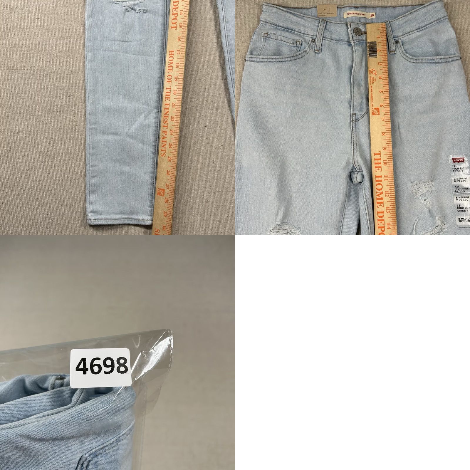 Levi's VINTAGE Levi's Jeans Womens 29 High Rise Skinny 29x30 Distressed Light Wash Denim Blue Cotton Viscose 5-Pocket Mens Womens Size 29" - 8 Thumbnail