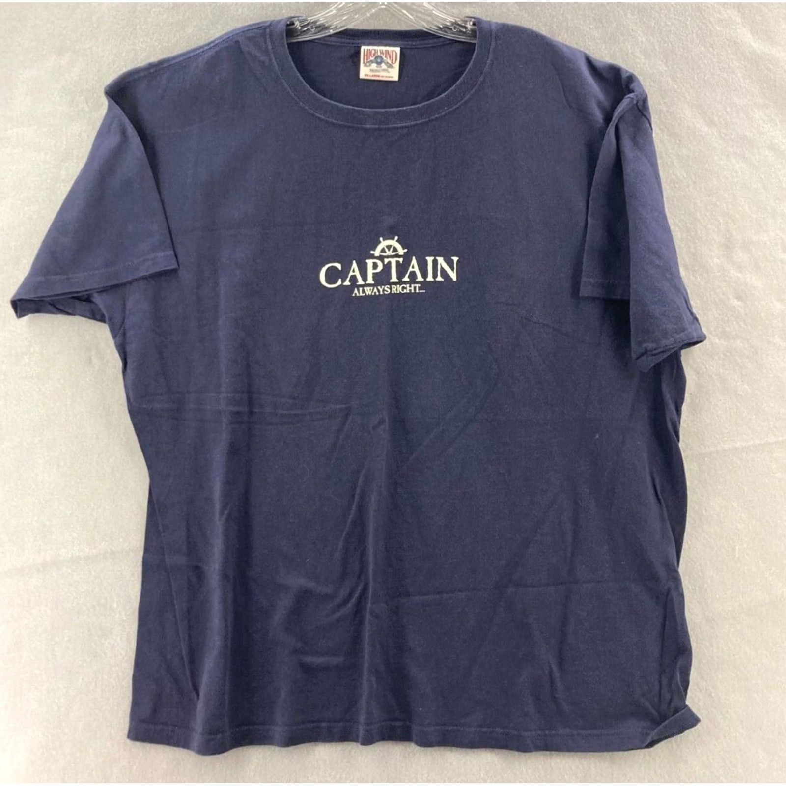 Vintage High Wind Shirt Mens XXL Captain is always right and I'm the Captain T-Shirt Blue 90s Sports USA Mens XX-Large Size US XXL / EU 58 / 5 - 2 Thumbnail
