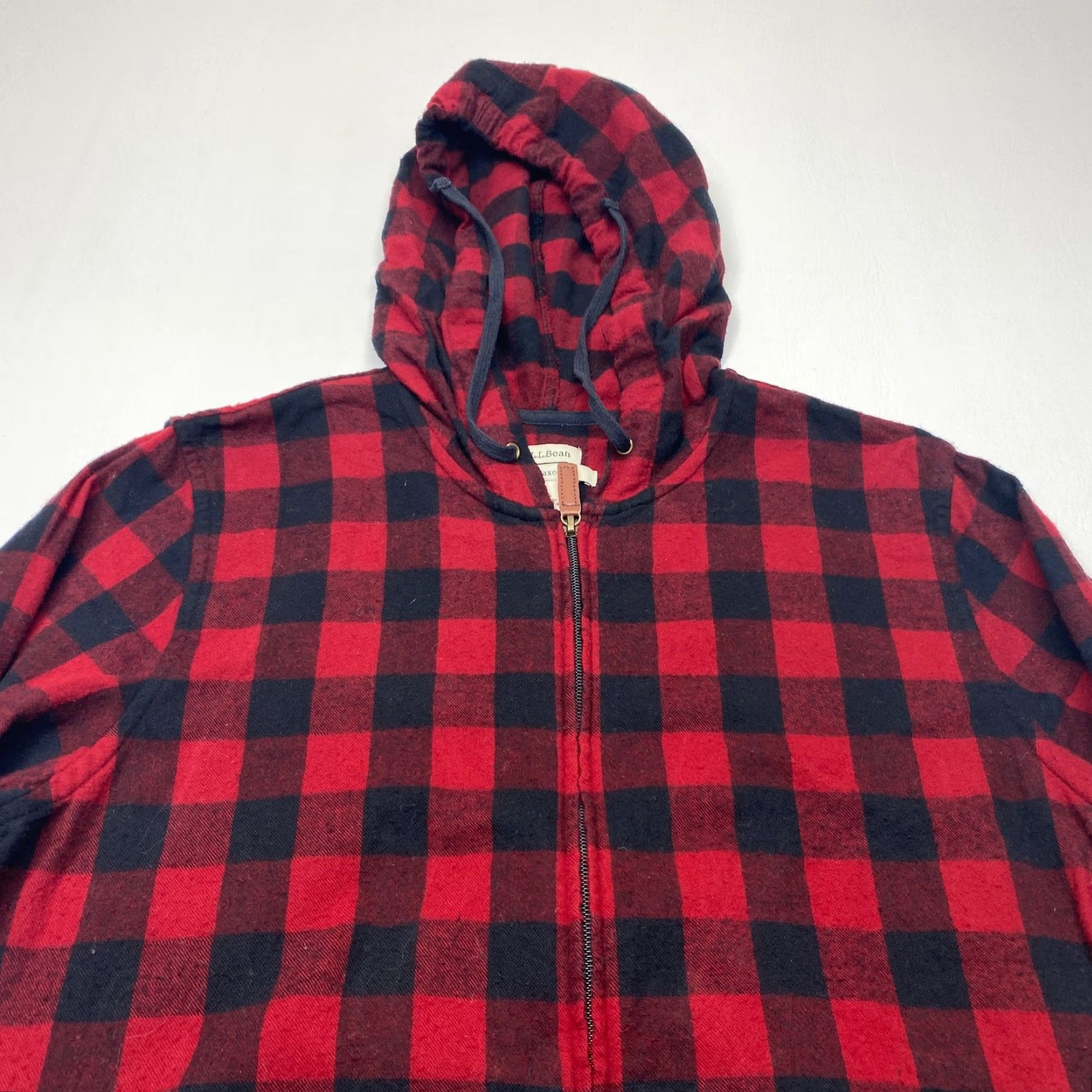 Vintage LL Bean Jacket Womens Large Red Black Buffalo Plaid Flannel Hooded Zip Relaxed Size L / US 10 / IT 46 - 5 Thumbnail