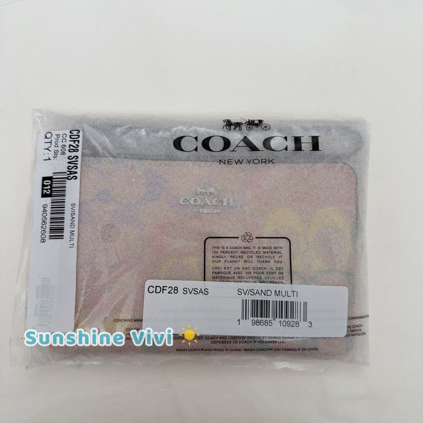 Coach NWT Coach Corner Zip Wristlet Rainbow Canvas/Sand CDF28 Size ONE SIZE - 2 Thumbnail