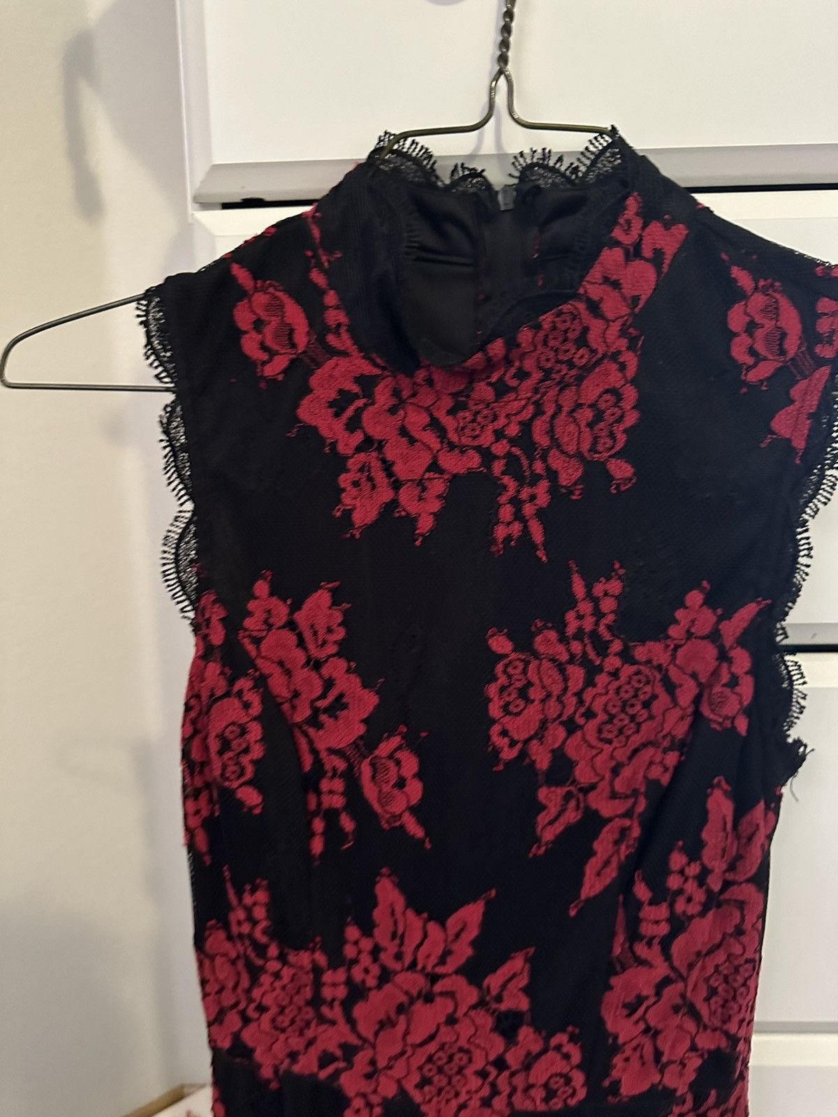 Vintage Red Black Lace dress Size S / US 4 / IT 40 - 5 Thumbnail