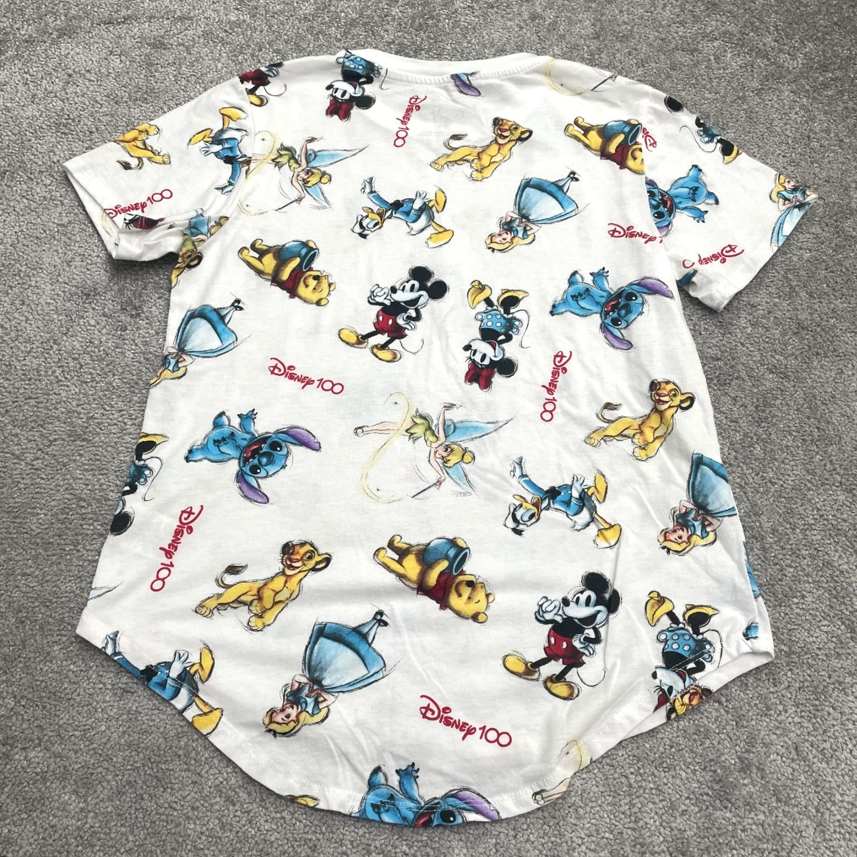 Disney Disney Juniors T-Shirt White Crew Neck Short Sleeve Graphic Print Mickey Minnie Stitch Tinker Bell Winnie The Pooh Lion King Simba 100 Size L / US 10 / IT 46 - 2 Thumbnail
