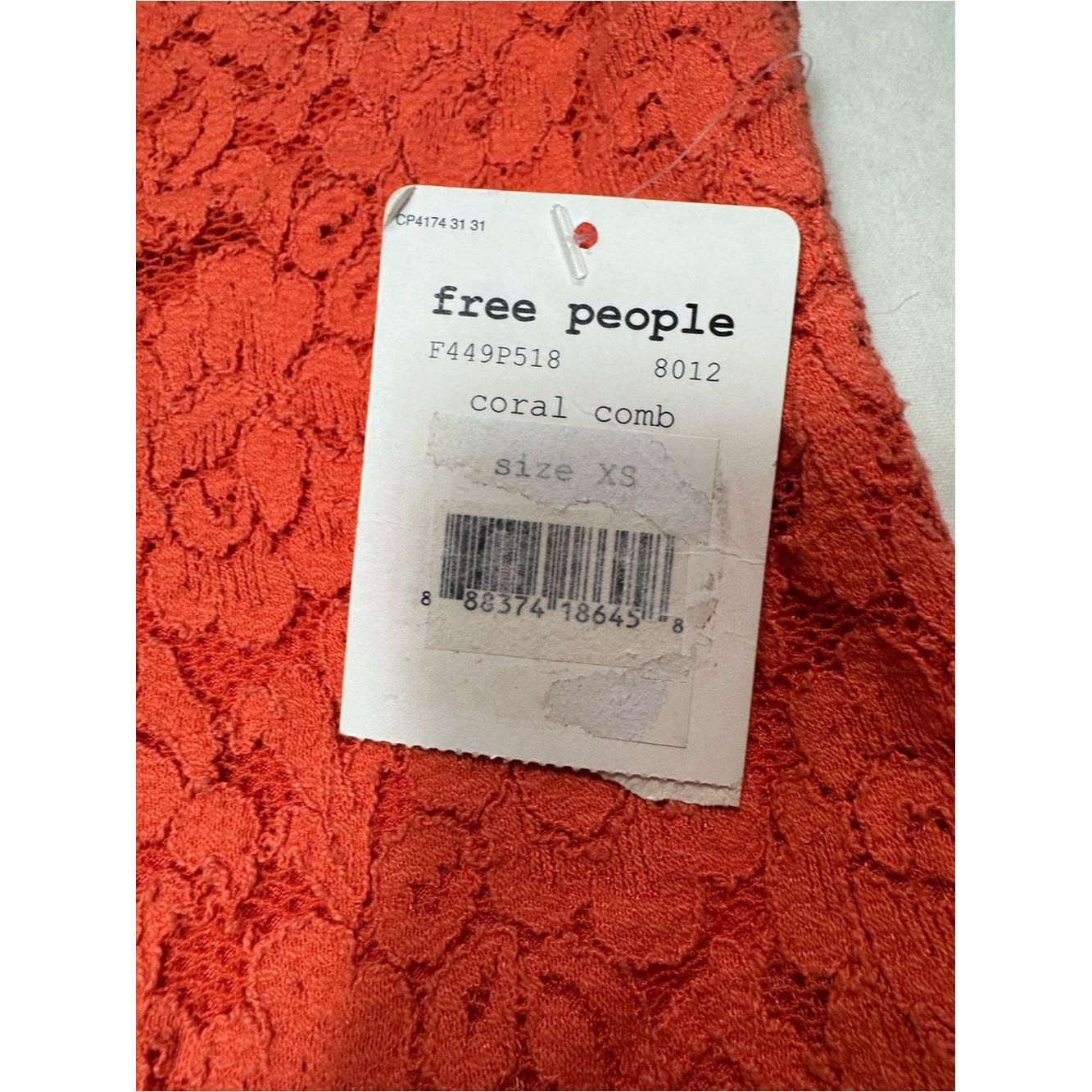 Free People NWT New Free People Orange Stretch Floral Lace Biker Shorts Size 26" / US 2 / IT 38 - 7 Thumbnail