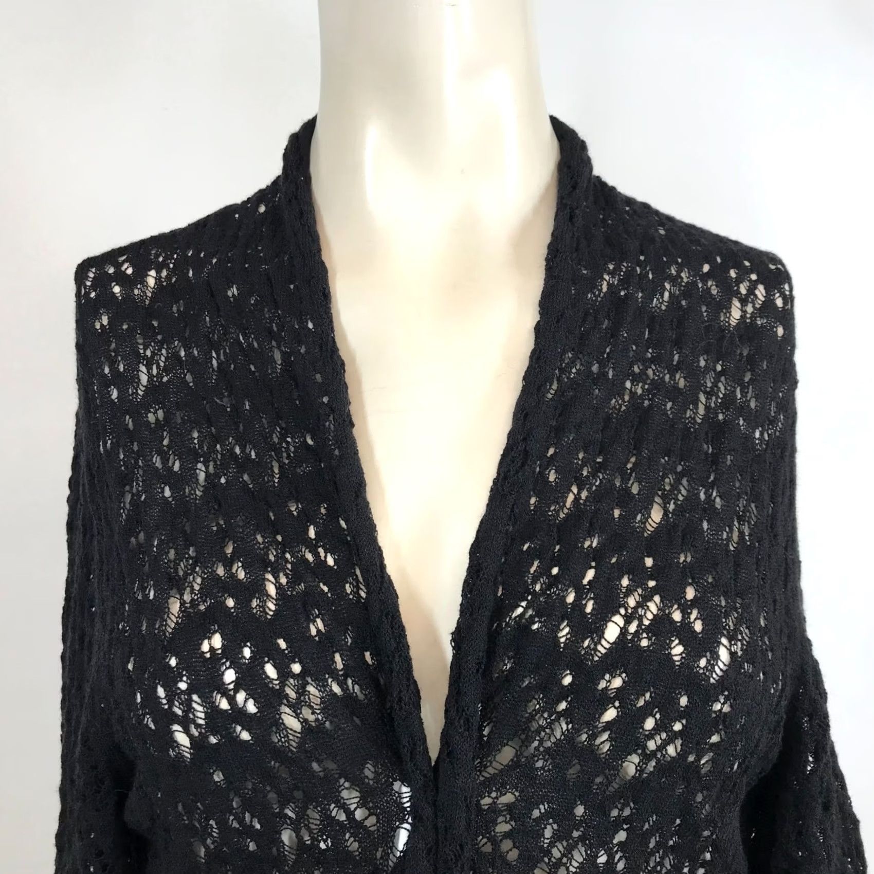 Eileen Fisher EILEEN FISHER - WOMEN'S LARGE BLACK SWEATER - CARDIGAN - 100% WOOL Size L / US 10 / IT 46 - 2 Thumbnail