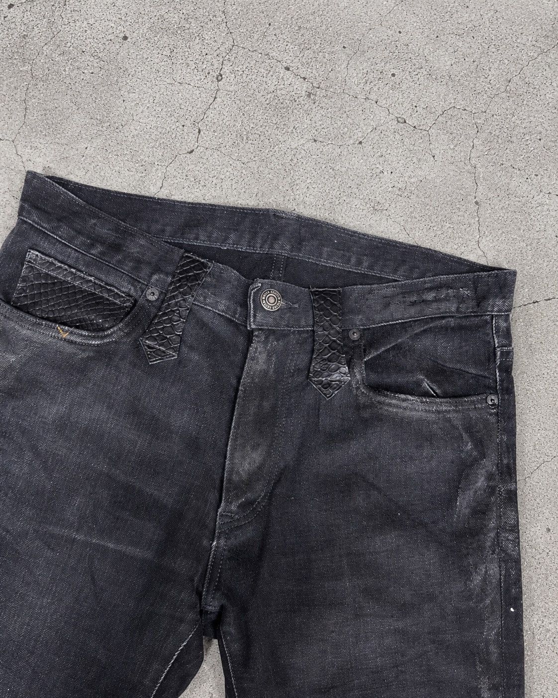 Japanese Brand Wackomaria phyton lace up skinny flare jeans Size US 27 - 3 Thumbnail