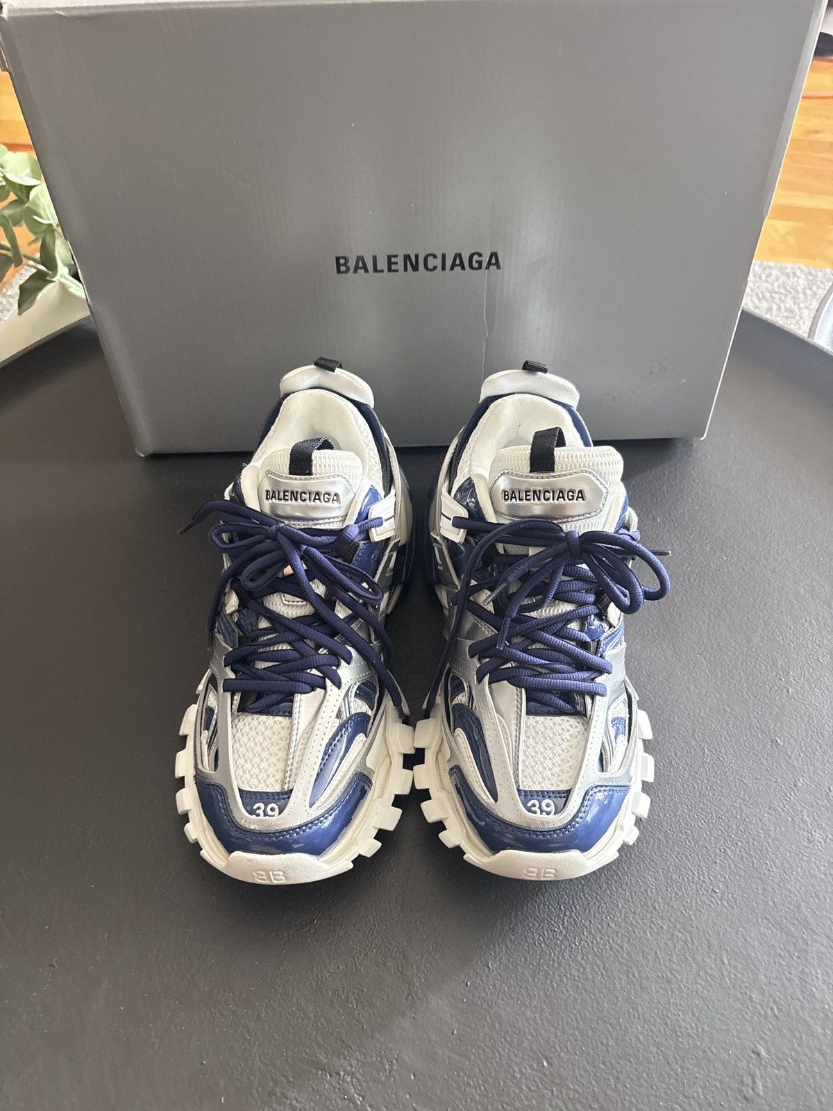 Balenciaga NWT Balenciaga Track Sneaker LED Metallic Silver and blue Size US 7 / EU 40 - 3 Thumbnail
