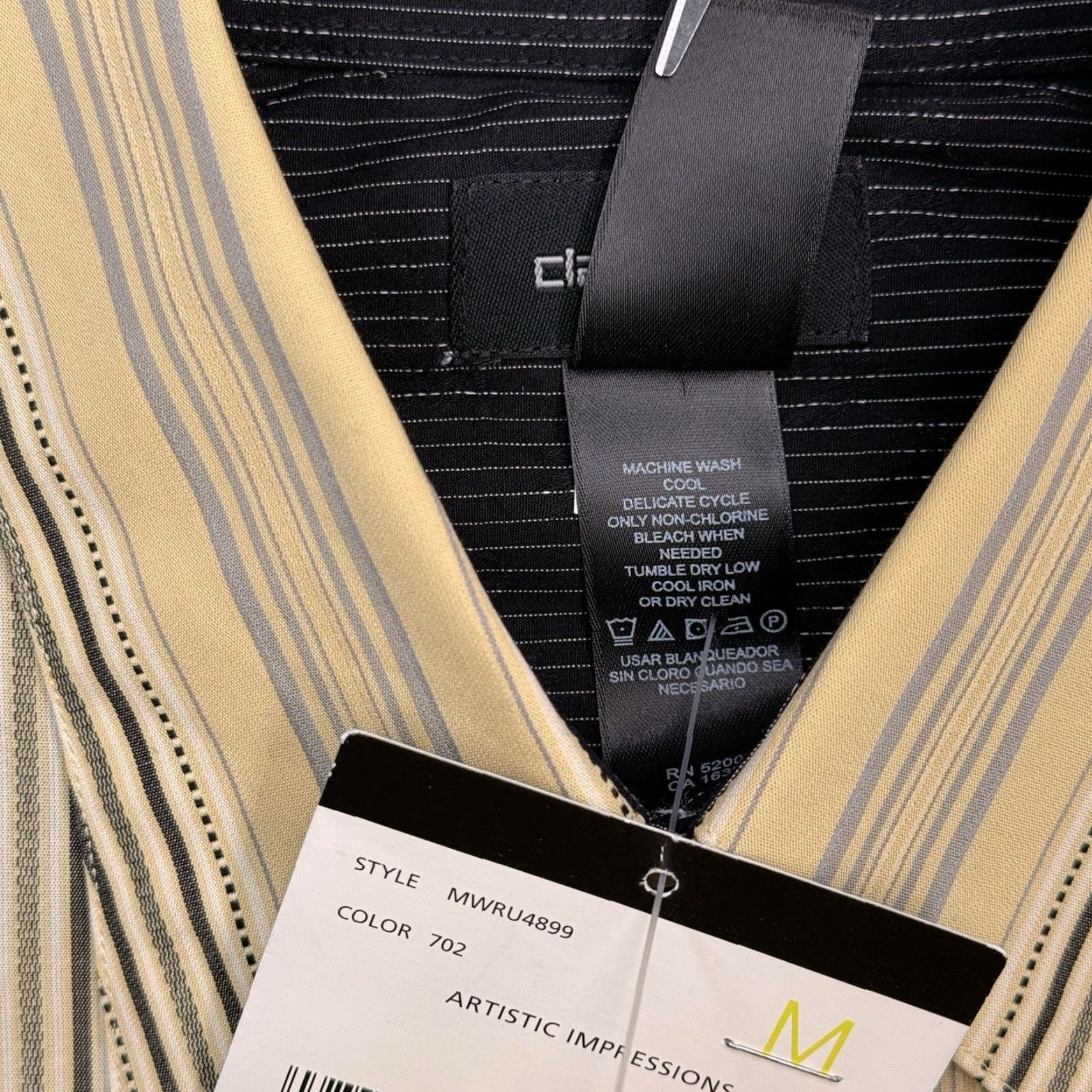 Liz Claiborne Claiborne Shirt Mens M Yellow Striped Button-Up Knit Cotton Long Sleeve Collar Button Up Casual Workwear 90s Theme Colorful Size US M / EU 48-50 / 2 - 6 Thumbnail