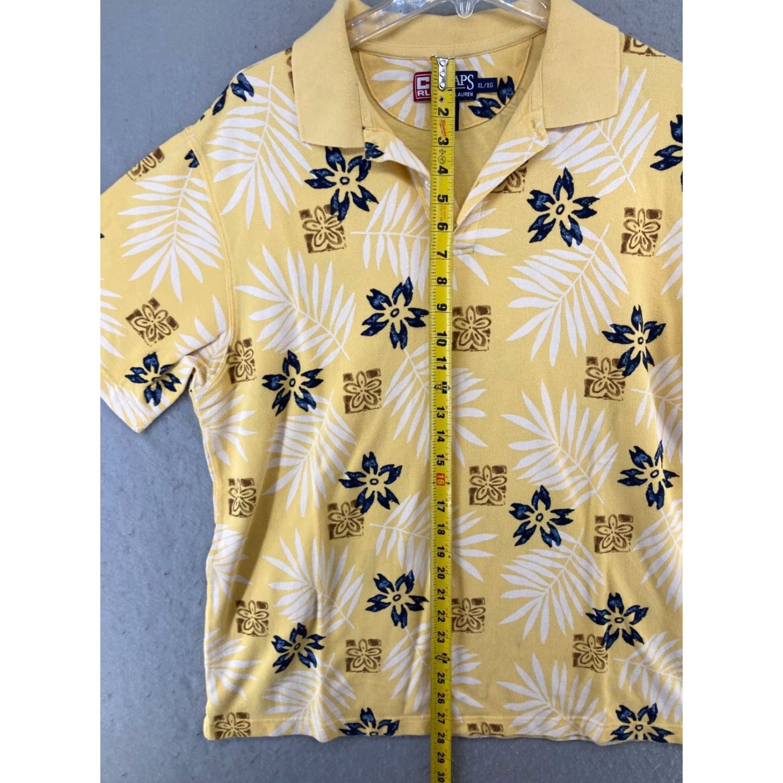 Ralph Lauren VINTAGE Ralph Lauren Chaps Polo Shirt Men's Short SleeveXL Yellow Floral Tropical Casual Size US XL / EU 56 / 4 - 3 Thumbnail