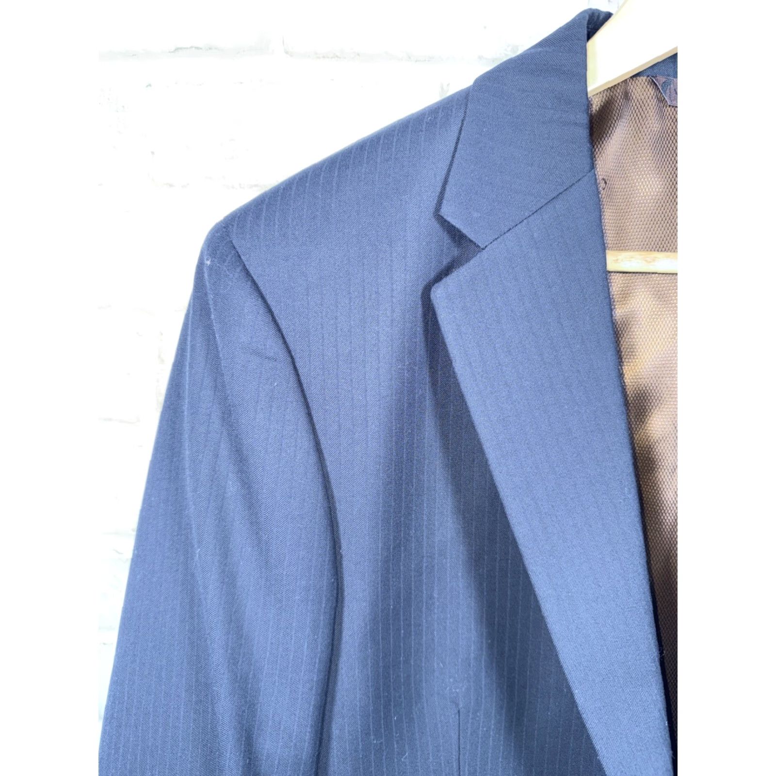 Vintage Caravelli Navy Suit Jacket 38R Regular Blue 2-Button Notch Lapel Men 1 Piece Italy Dress Coat Size 38R - 5 Thumbnail