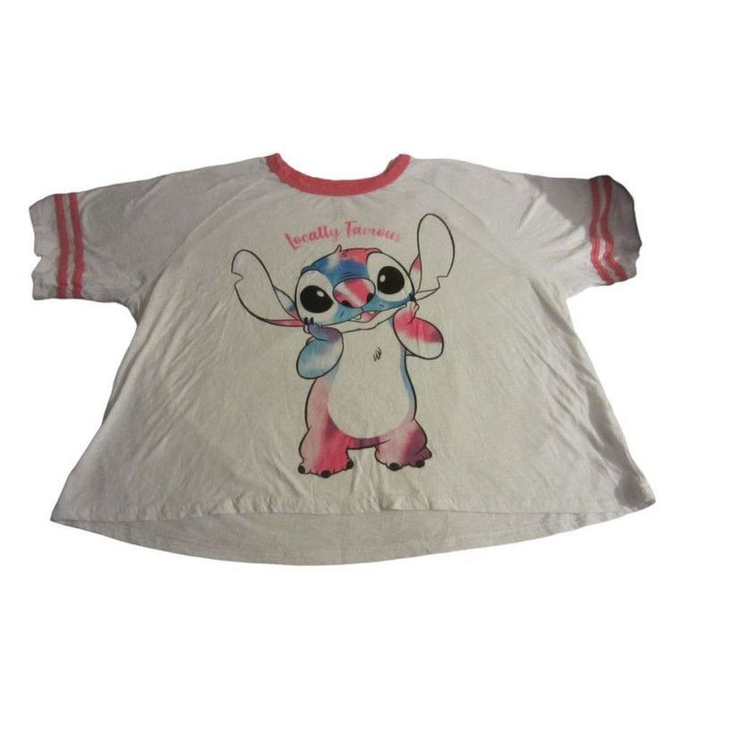 Disney Disney Stitch Locally Famous Graphic Tee White Pink Trim 2XL Size XXL / US 16-18 / IT 52-54 - 3 Thumbnail