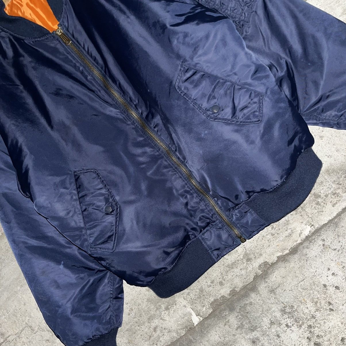 Alpha Industries 90s Korean Reversible Baggy Navy Bomber Winter Jacket Vtg Size US XL / EU 56 / 4 - 10 Thumbnail