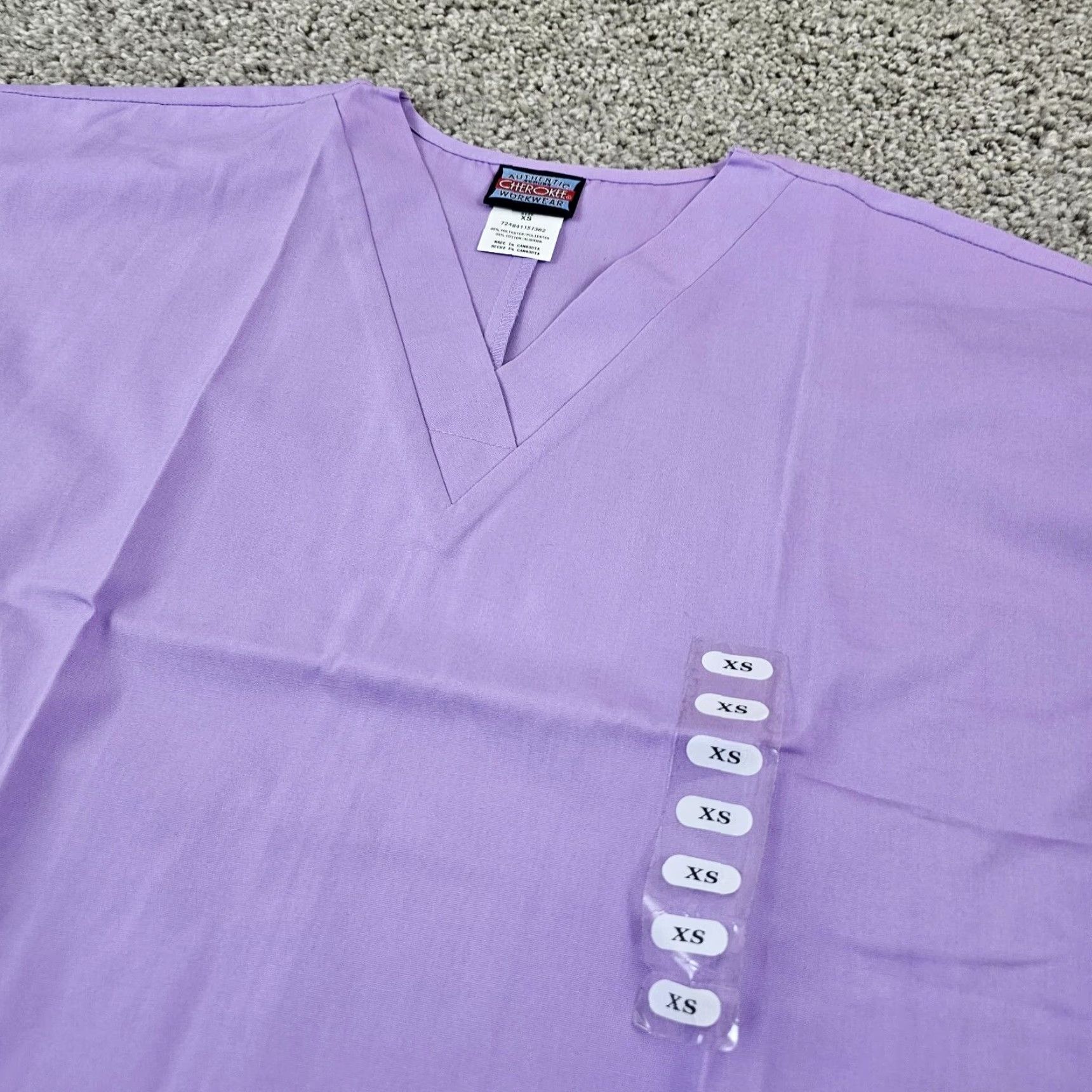 Cherokee VINTAGE Cherokee Women's Scrub Top XS Purple Medical Uniform Nurse Comfort Pockets NWT Size XS / US 0-2 / IT 36-38 - 2 Thumbnail