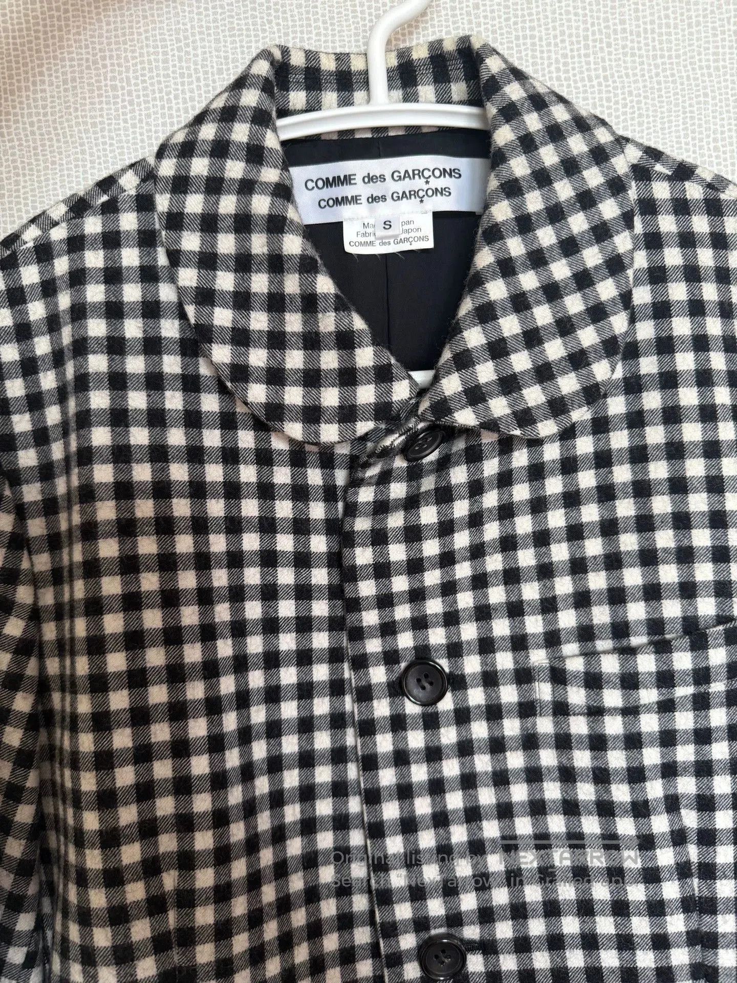 Comme des Garcons CDG Comcom Black and White Check Wool Jacket. Size US S / EU 44-46 / 1 - 4 Thumbnail