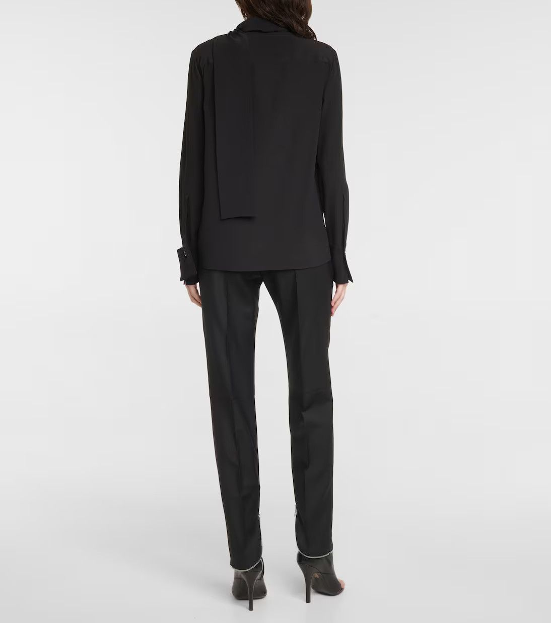 Givenchy o1loc1c0824 Tie Neck Blouse in Black Size L / US 10 / IT 46 - 3 Thumbnail