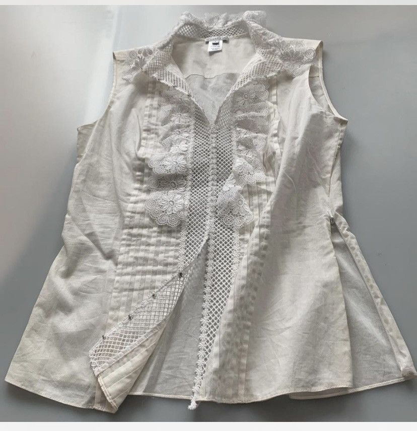 Oscar De La Renta Oscar de la Renta 🇺🇸 white hand embroidered lace blouse 6 LN Size M / US 6-8 / IT 42-44 - 7 Thumbnail
