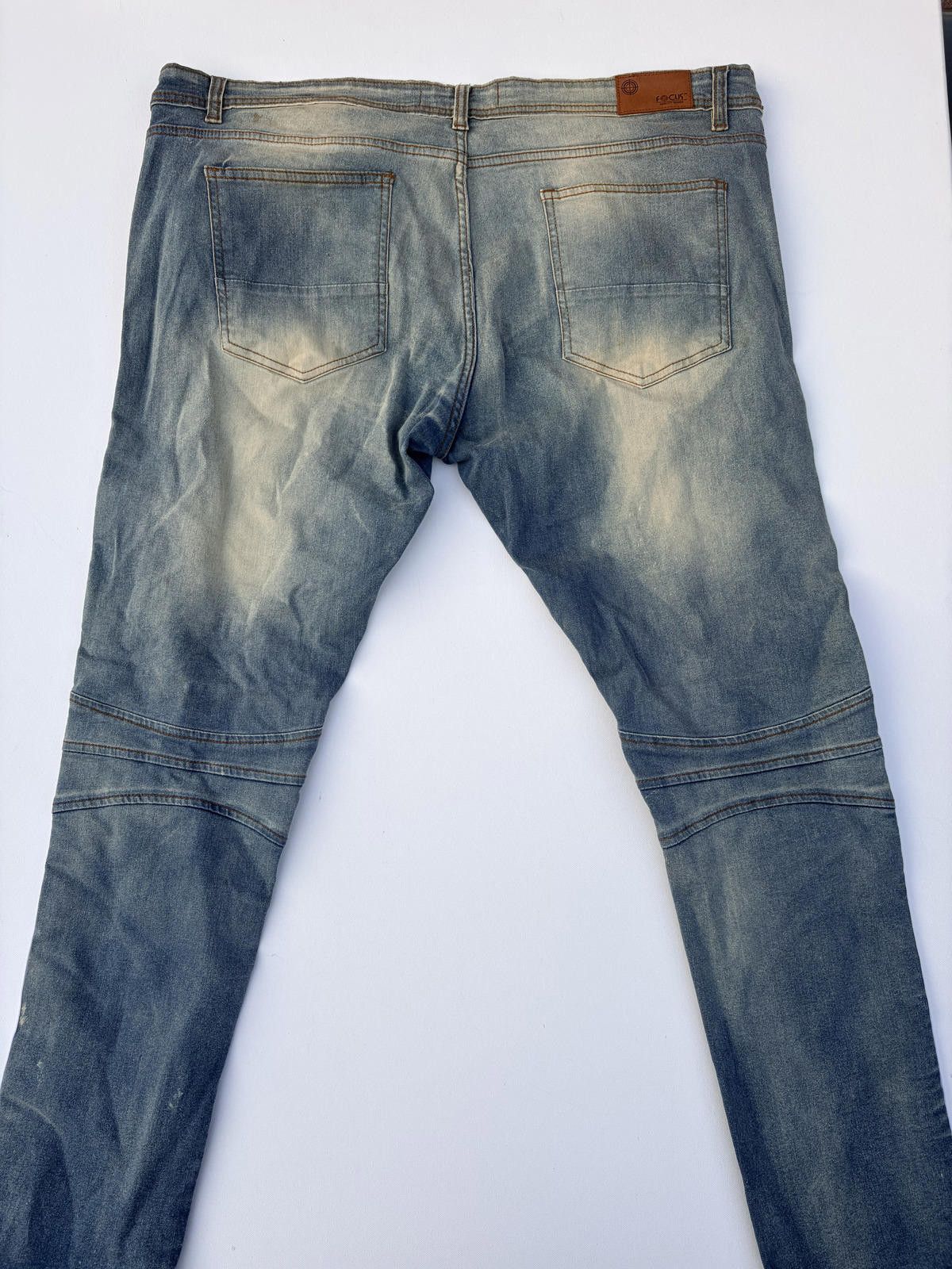 Fotus Focus Men's Biker Distressed Skinny Jeans (Size 44x32) Size US 44 / EU 60 - 2 Thumbnail