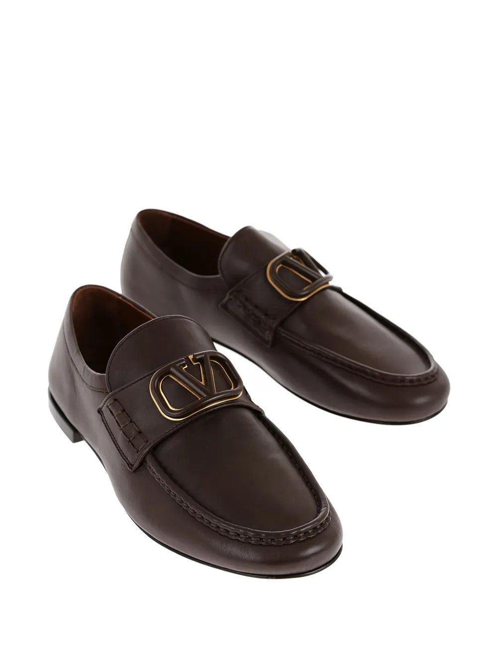 Valentino o1y0525 Logo Leather Loafers in Dark Brown Size US 10 / EU 43 - 4 Thumbnail