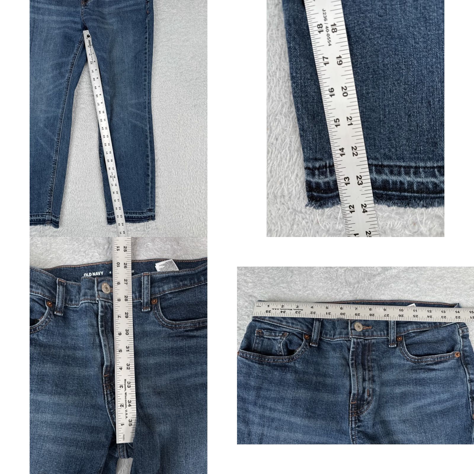 Old Navy VINTAGE Old Navy Jeans Womens 4 Blue Denim Boyfriend Mid Rise Raw Hem Cotton 28x24 Size 32" / US 10 / IT 46 - 8 Thumbnail