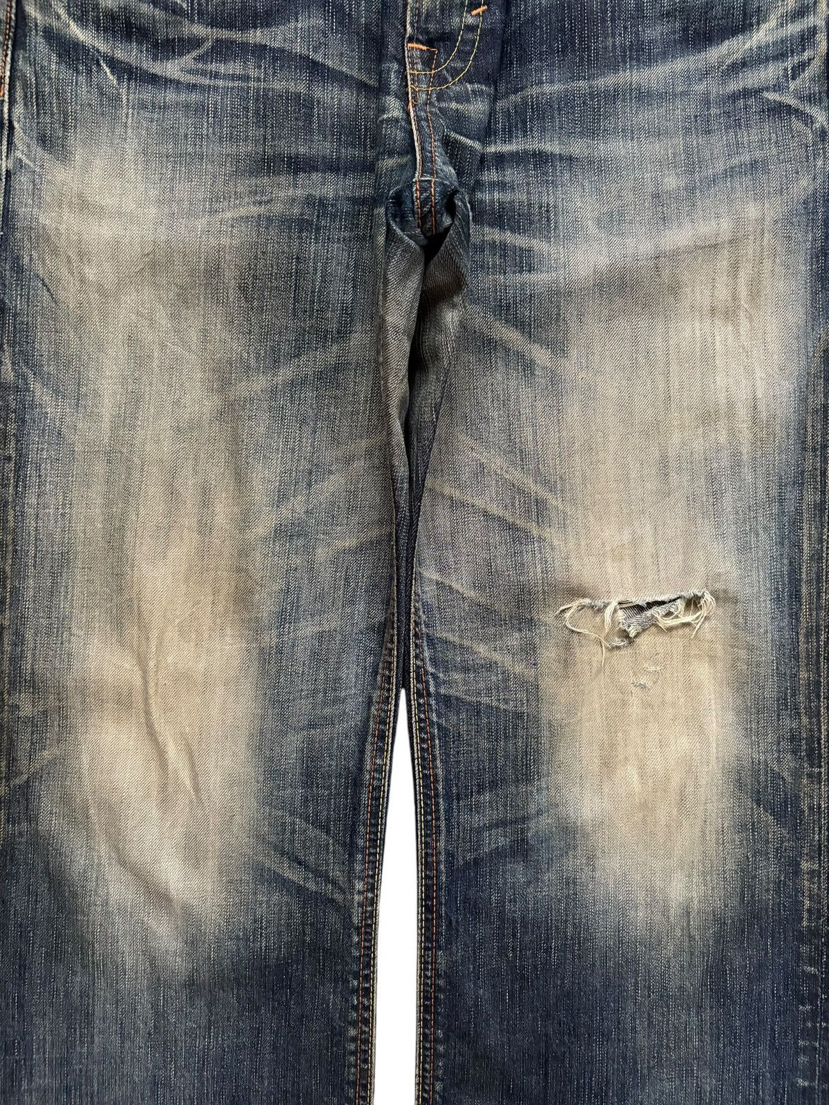 Edwin × Japanese Brand Vintage Japanese Edwin Faded Mud Wash Distress Flare Jeans Size US 33 - 5 Thumbnail
